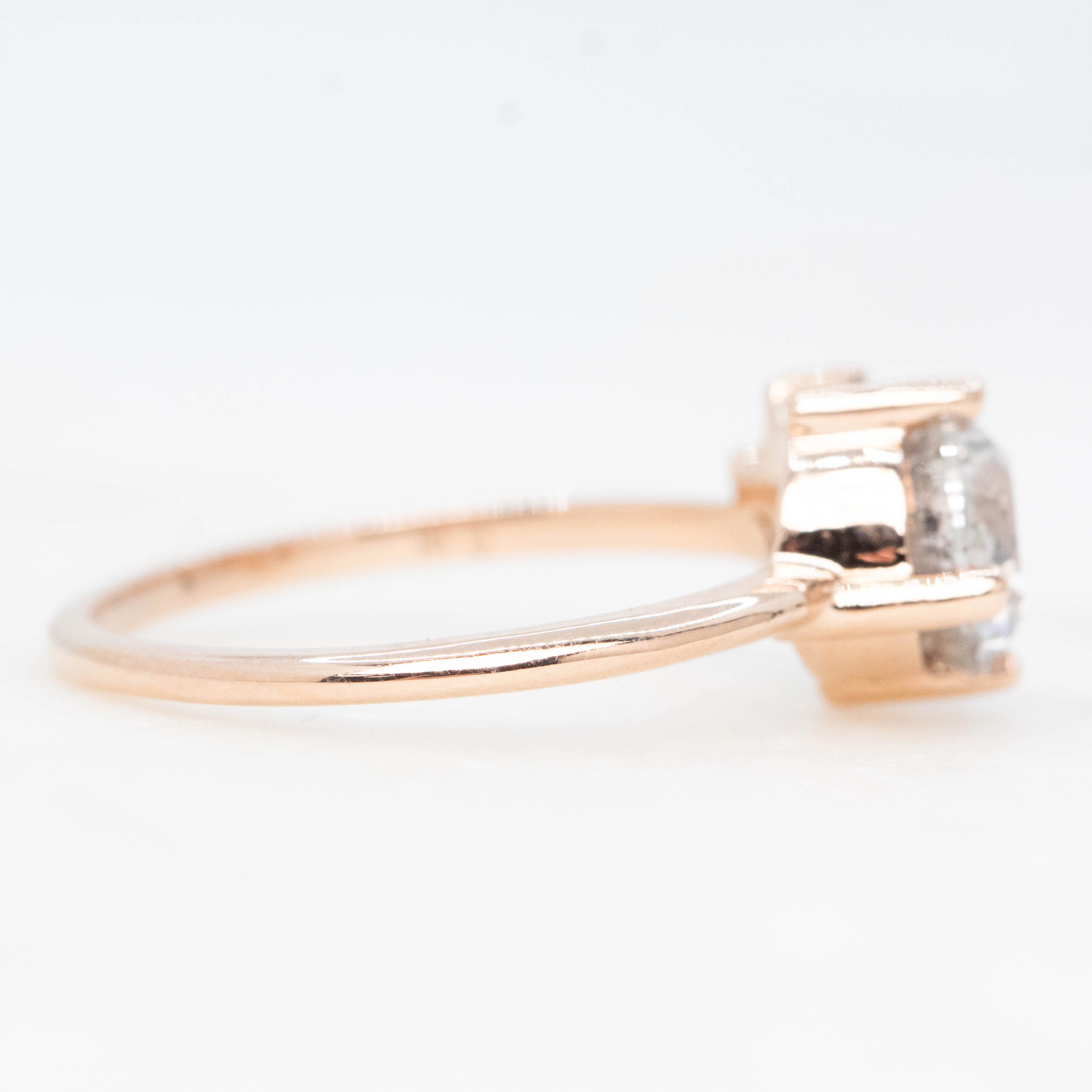 Francine Ring with a 1.34 Carat Round Gray Salt and Pepper Diamond and Black and White Accent Diamonds in 14k Rose Gold - Ready to Size and Ship - Image 5