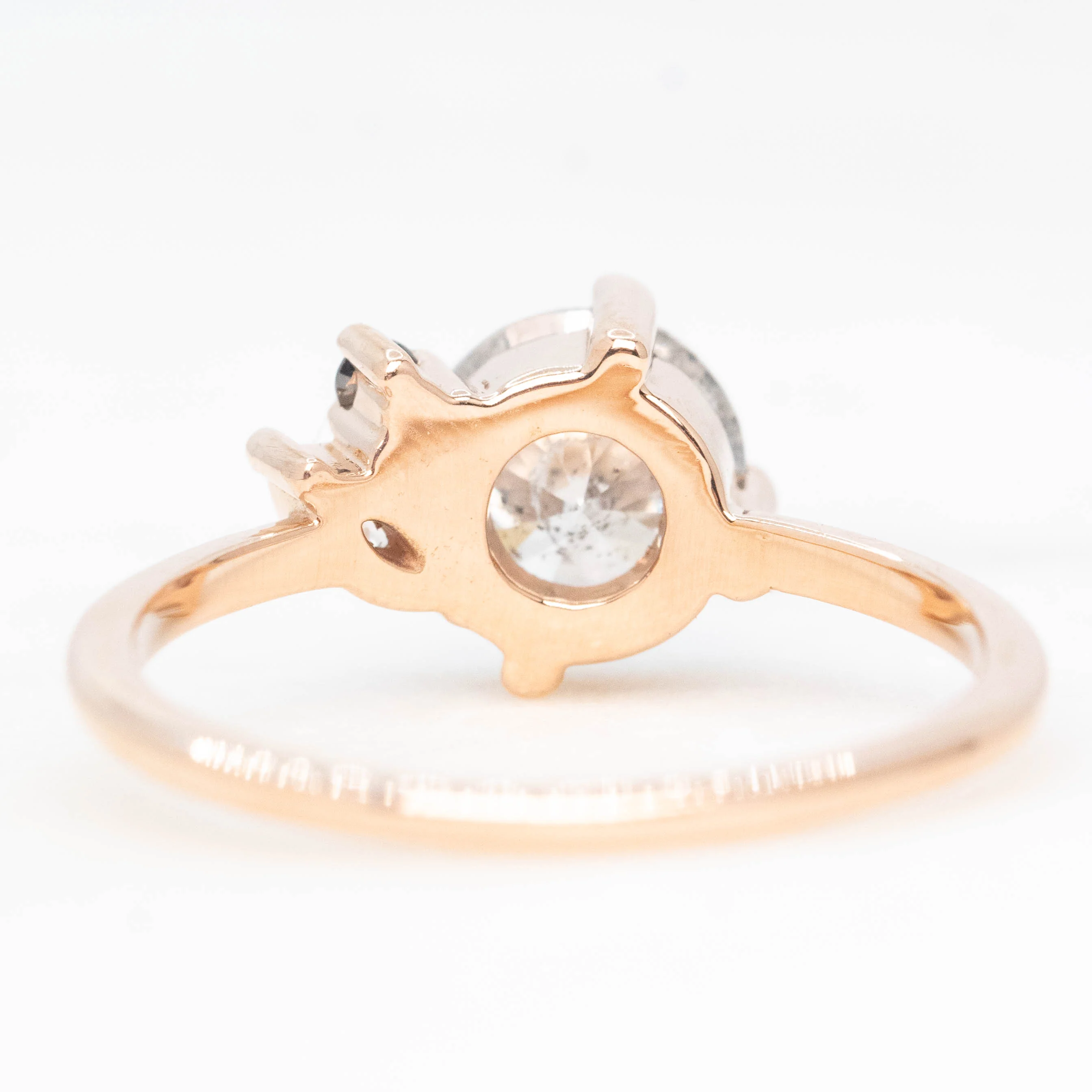 Francine Ring with a 1.34 Carat Round Gray Salt and Pepper Diamond and Black and White Accent Diamonds in 14k Rose Gold - Ready to Size and Ship - Image 6