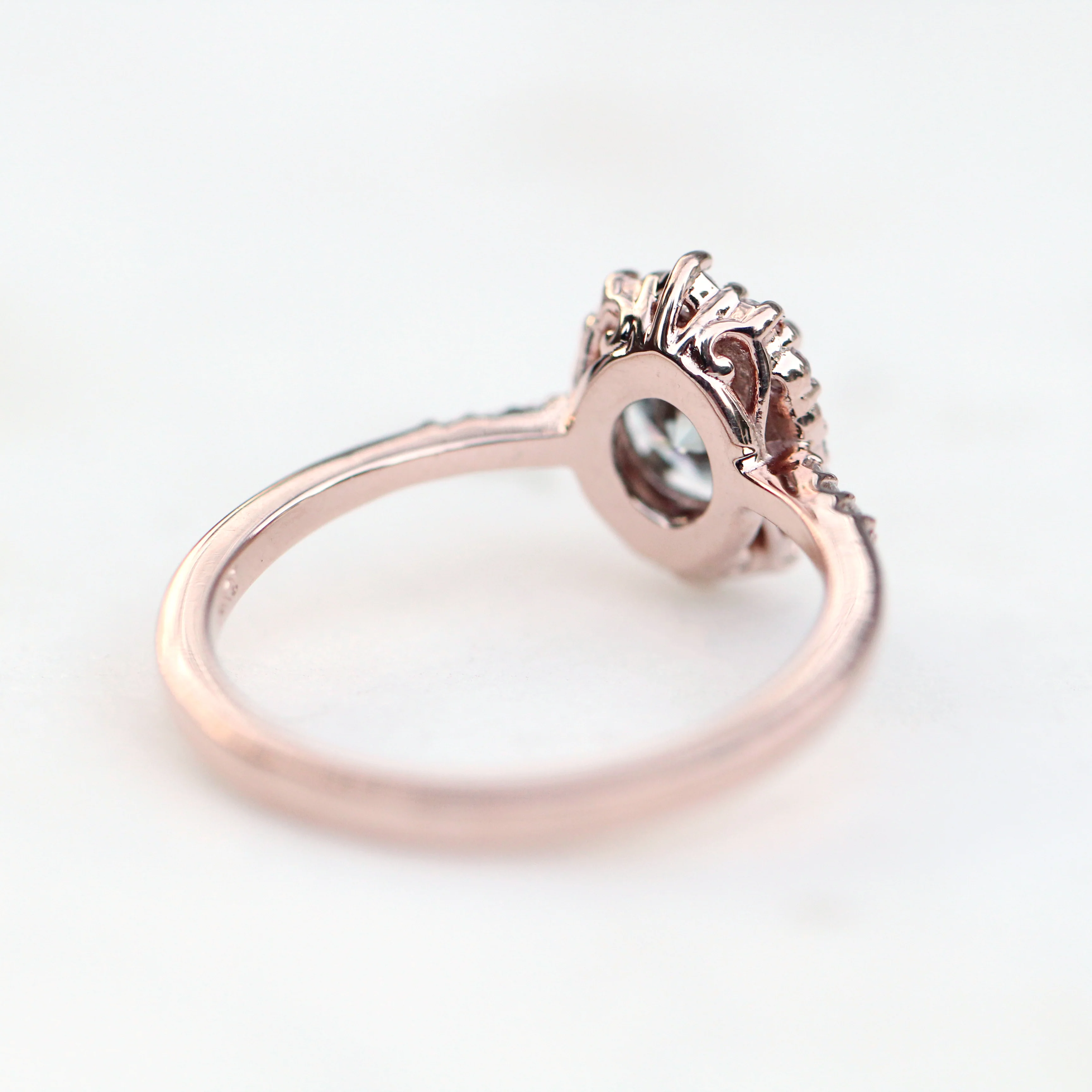 Grace Ring with a Round Gray Moissanite and White Diamond Accents - Made to Order - Image 6