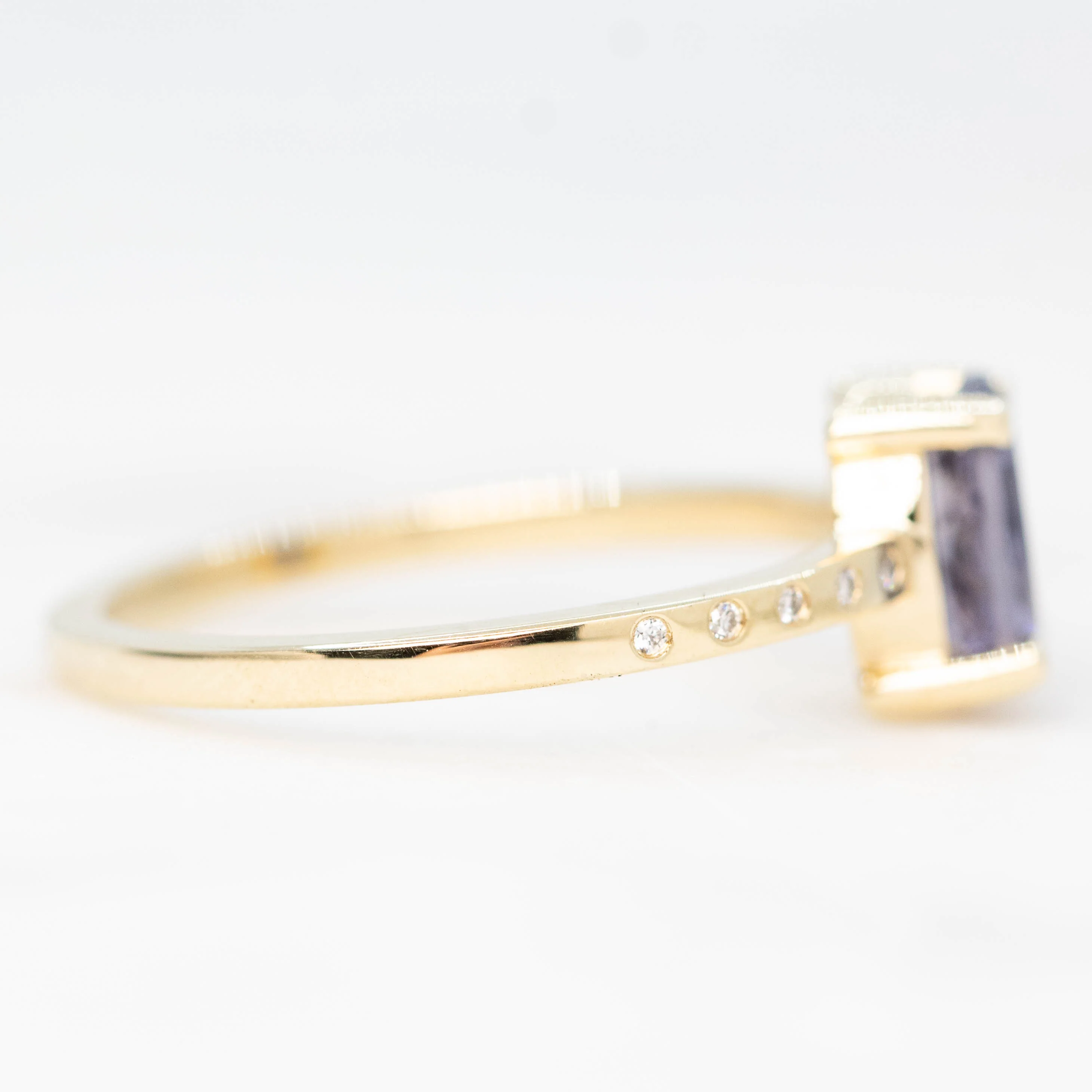 Heath Ring with a 0.74 Carat Oval Iolite and White Accent Diamonds in 14k Yellow Gold - Ready to Size and Ship - Image 5
