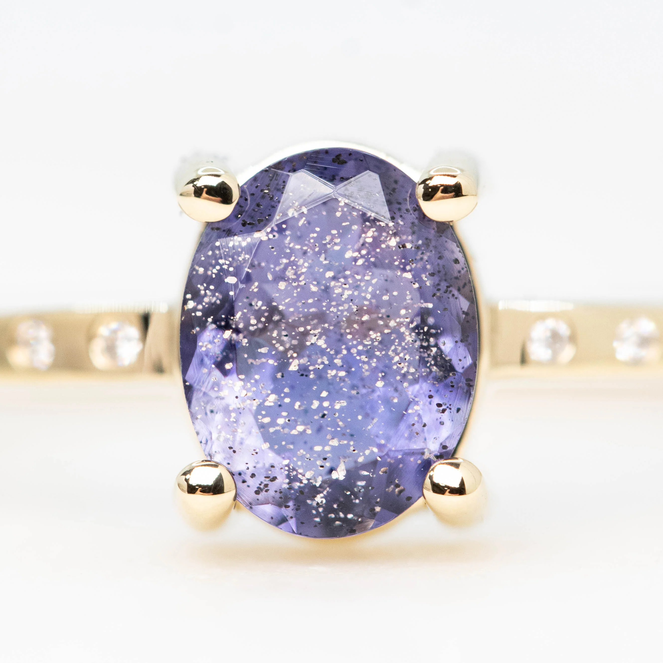 Heath Ring with a 0.74 Carat Oval Iolite and White Accent Diamonds in 14k Yellow Gold - Ready to Size and Ship - Image 7