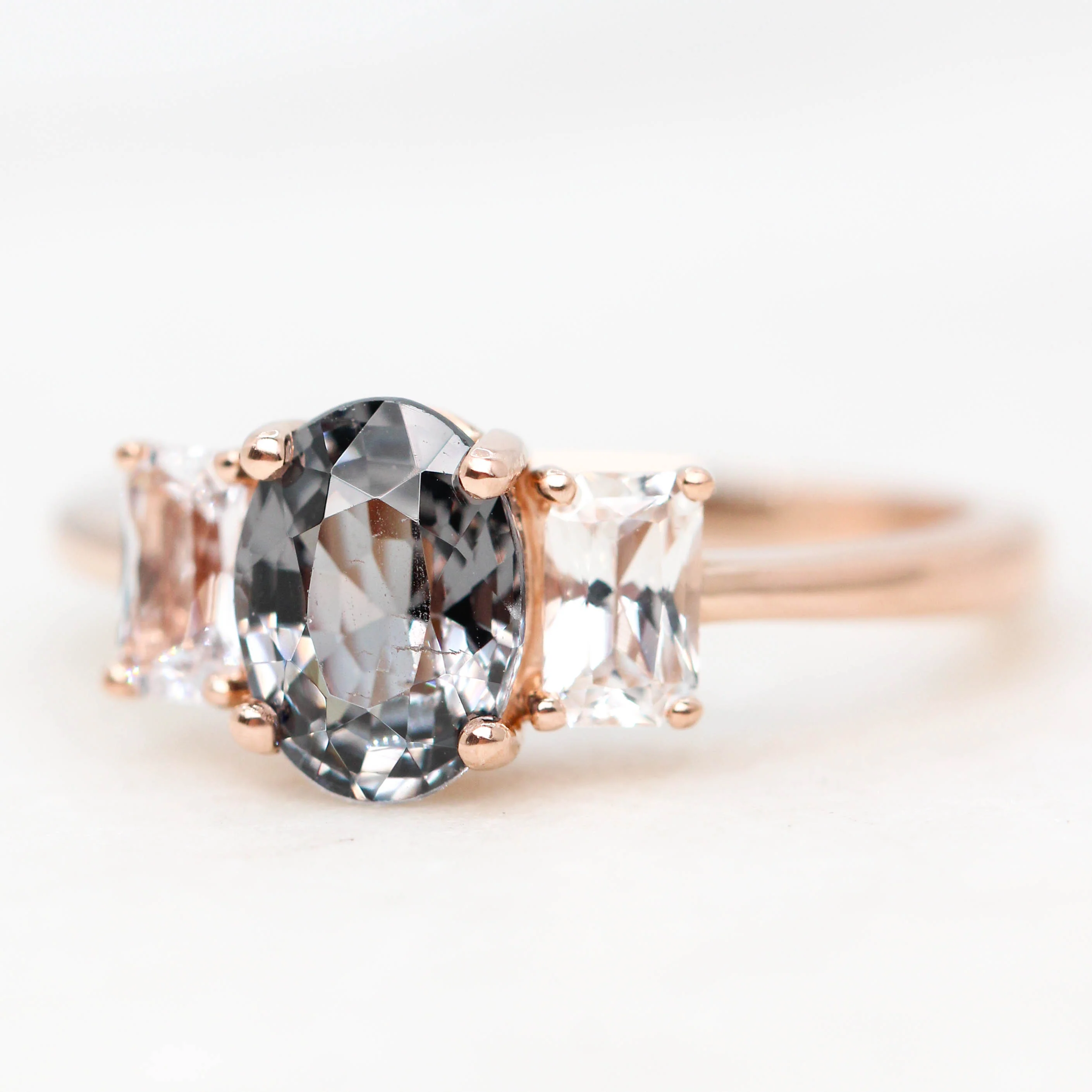 Hellen Ring with a 1.35 Carat Oval Spinel and White Sapphire Accents in 14k Rose Gold - Ready to Size and Ship - Image 3