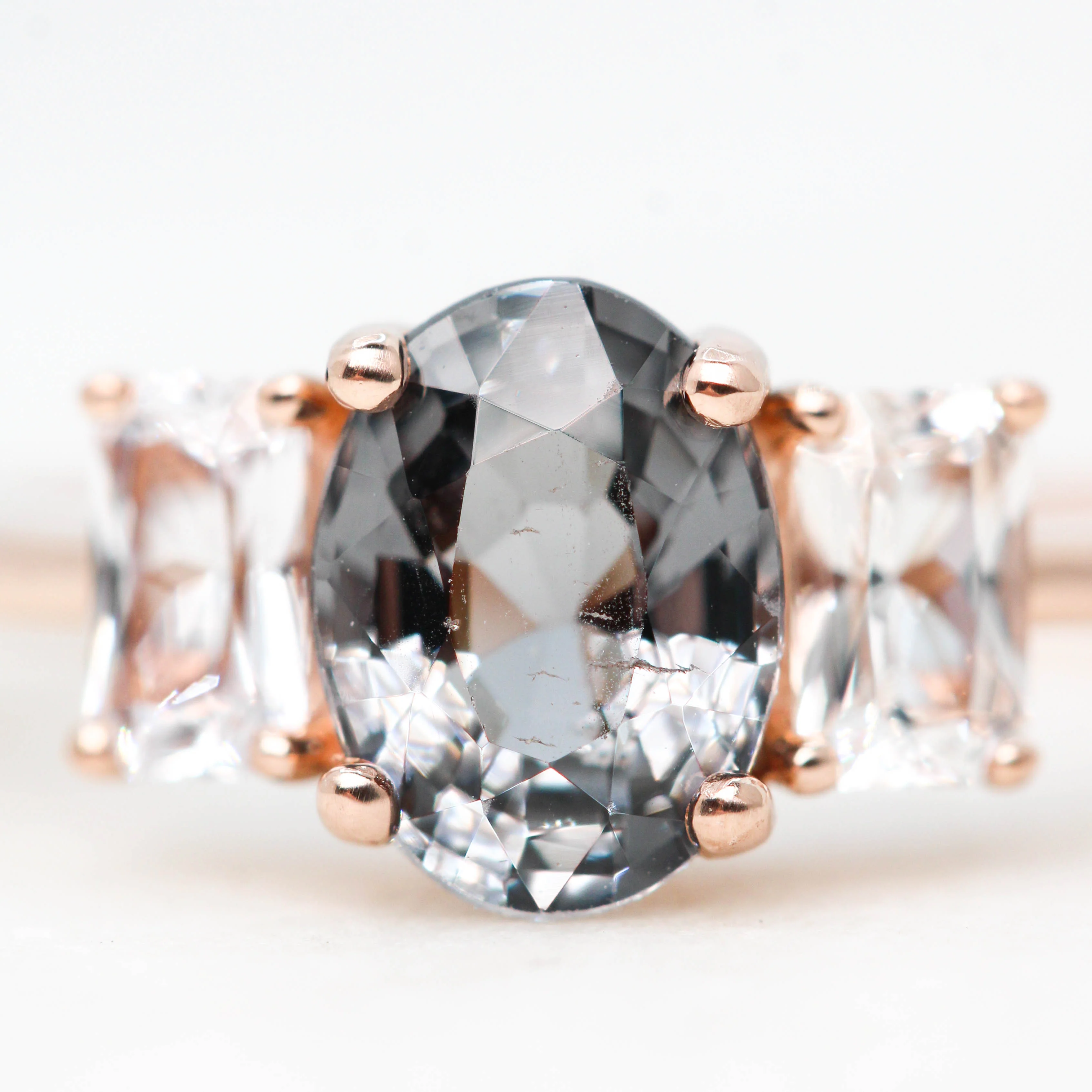 Hellen Ring with a 1.35 Carat Oval Spinel and White Sapphire Accents in 14k Rose Gold - Ready to Size and Ship - Image 7