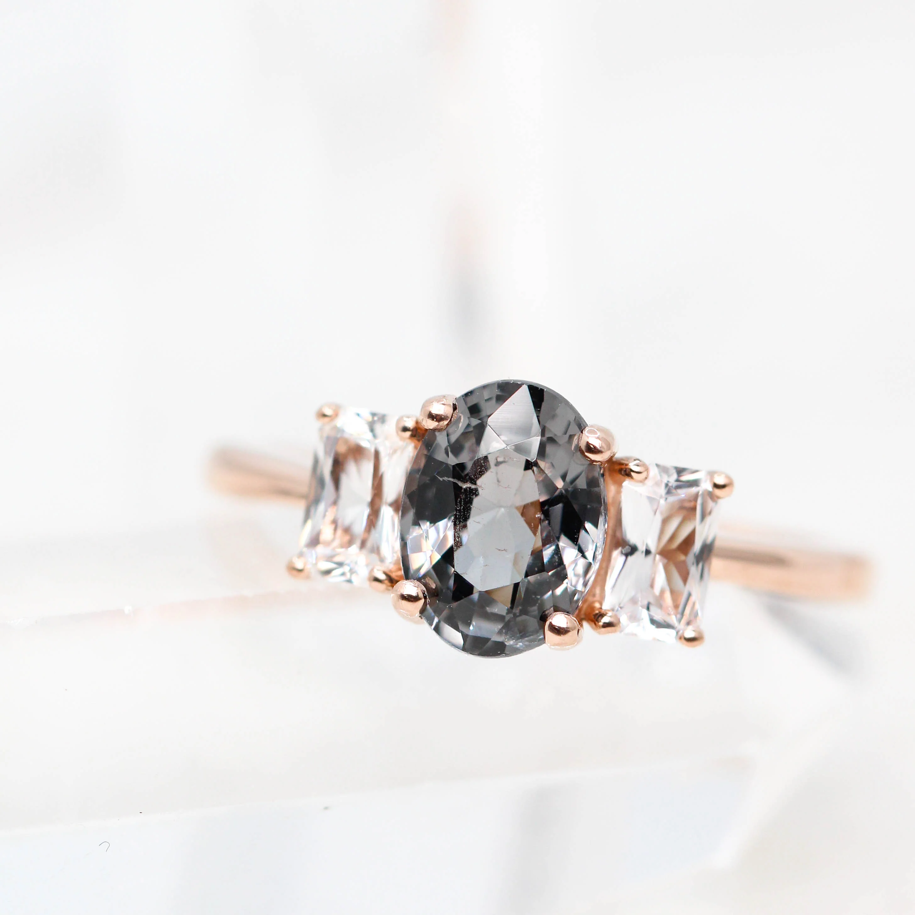 Hellen Ring with a 1.35 Carat Oval Spinel and White Sapphire Accents in 14k Rose Gold - Ready to Size and Ship - Image 8