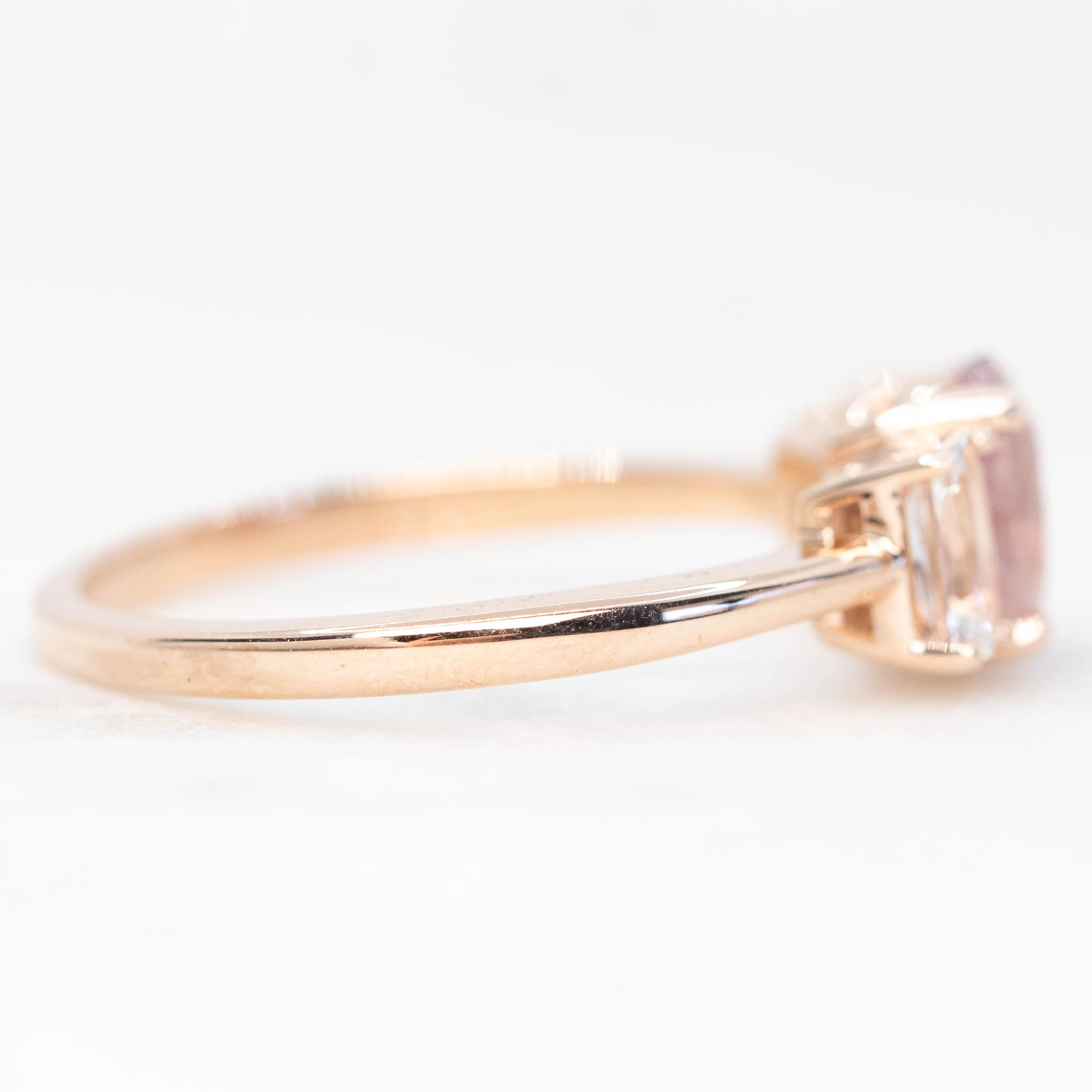 Hellen Ring with a 1.38 Carat Pink Oval Sapphire and White Sapphire Accents in 14k Rose Gold - Ready to Size and Ship - Image 5