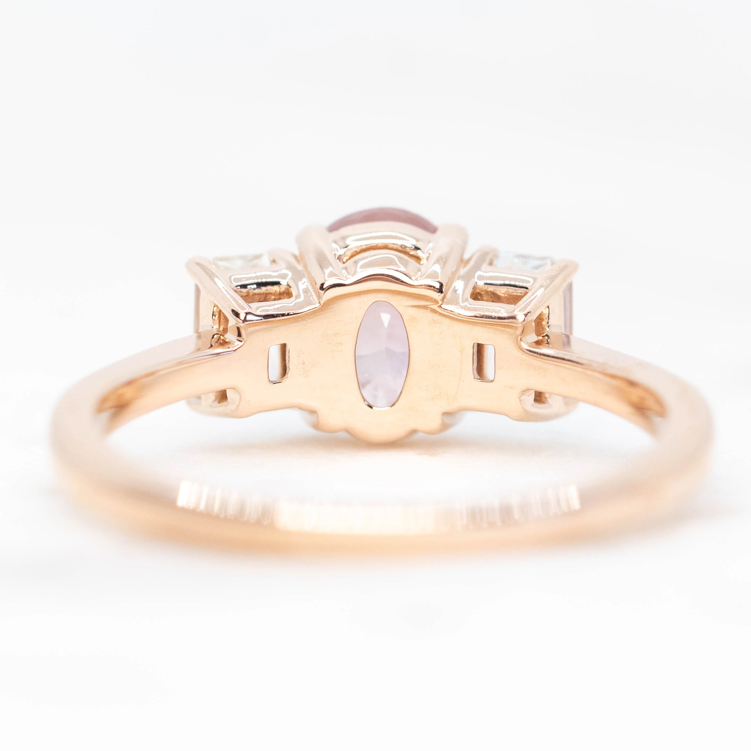 Hellen Ring with a 1.38 Carat Pink Oval Sapphire and White Sapphire Accents in 14k Rose Gold - Ready to Size and Ship - Image 6