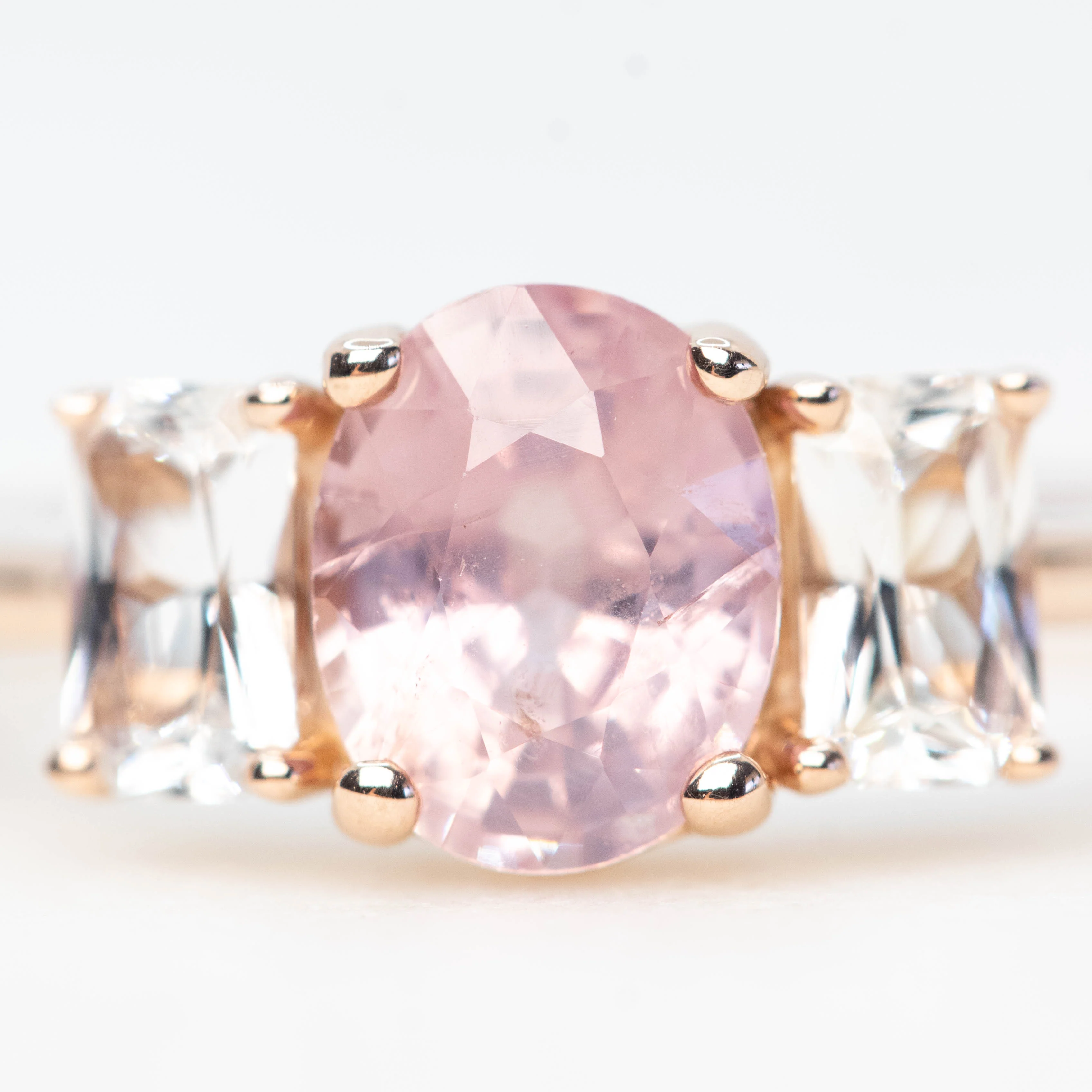 Hellen Ring with a 1.38 Carat Pink Oval Sapphire and White Sapphire Accents in 14k Rose Gold - Ready to Size and Ship - Image 7