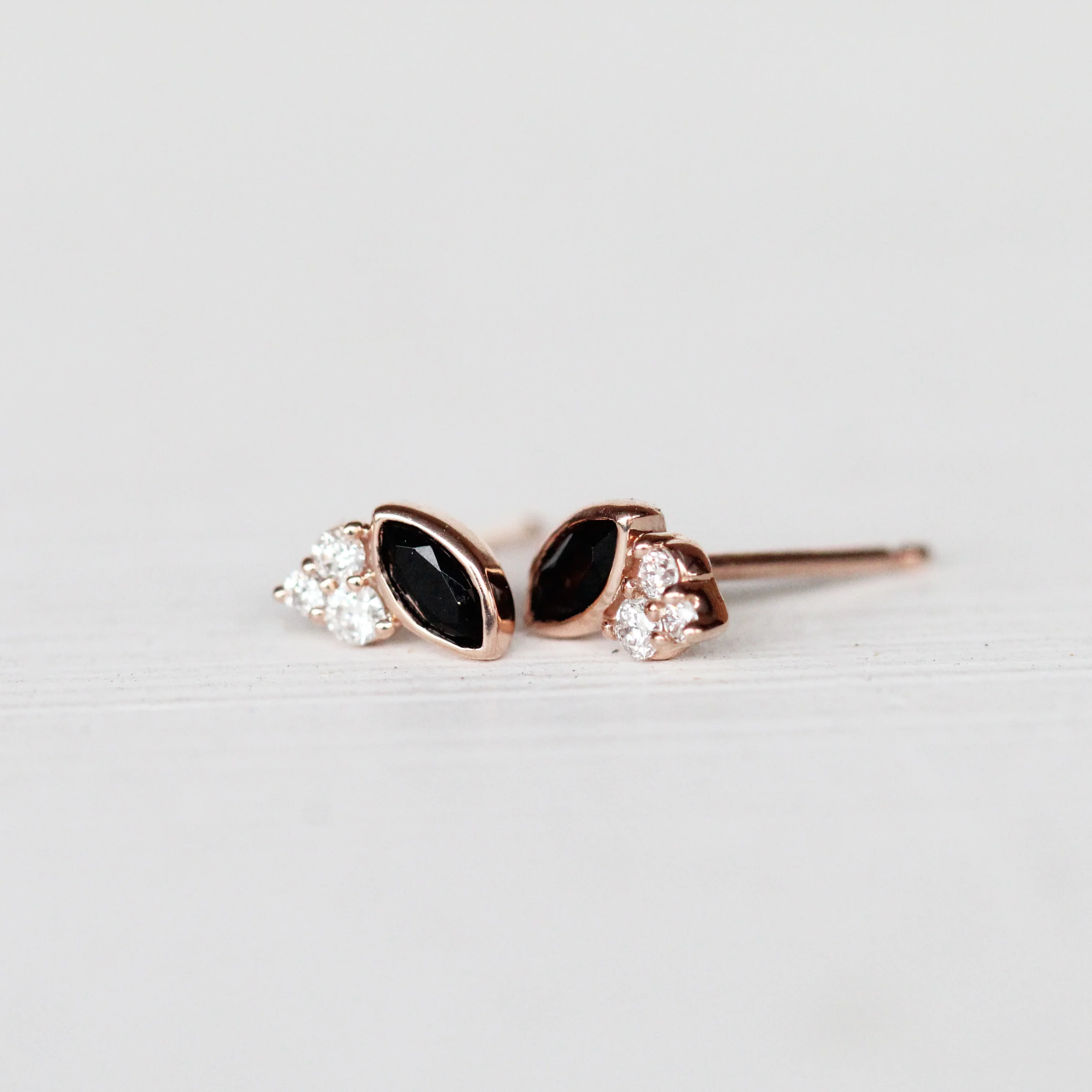 Jolean Earrings with Onyx + Diamonds - Made to Order, Choose Your Gold Tone - Image 3
