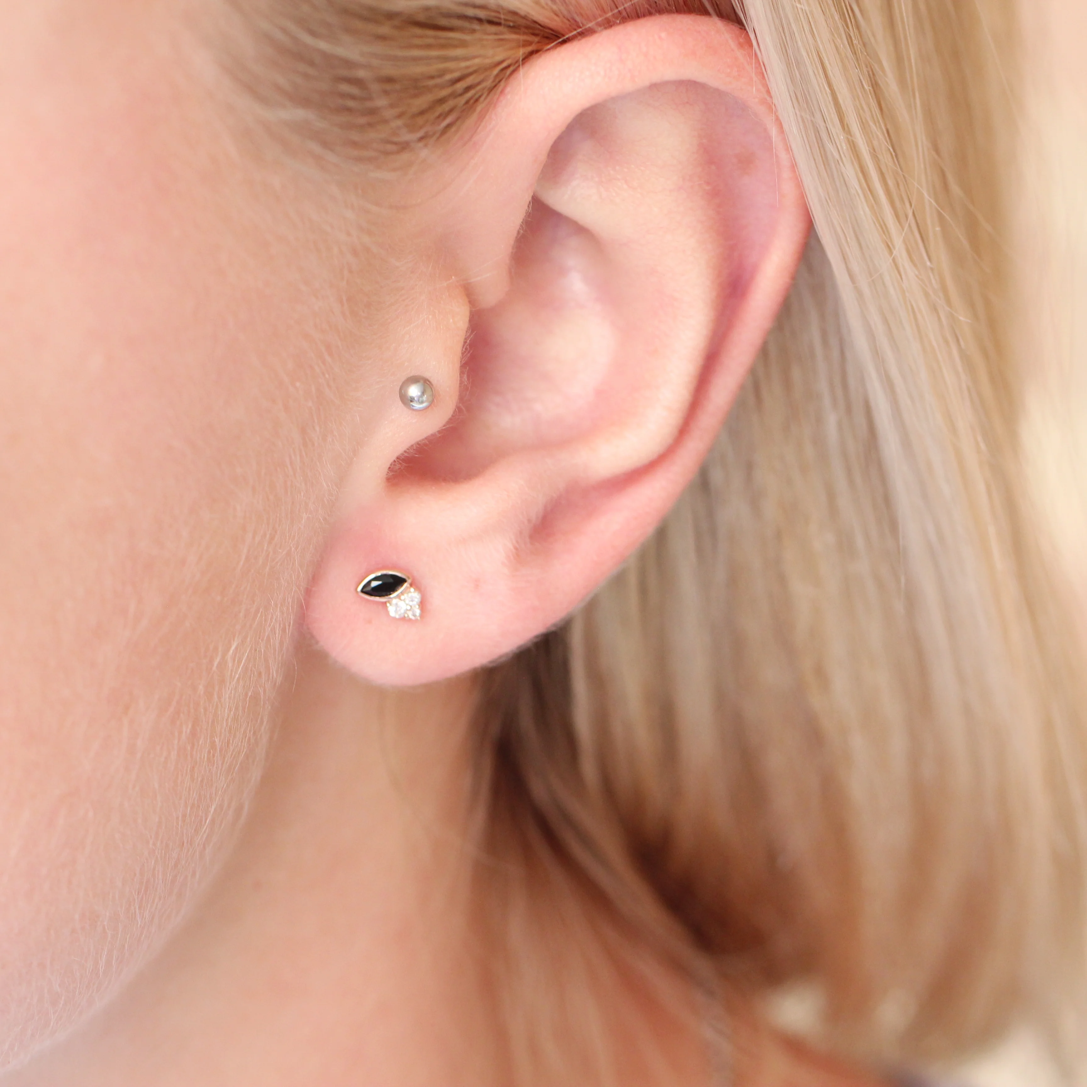 Jolean Earrings with Onyx + Diamonds - Made to Order, Choose Your Gold Tone - Image 9