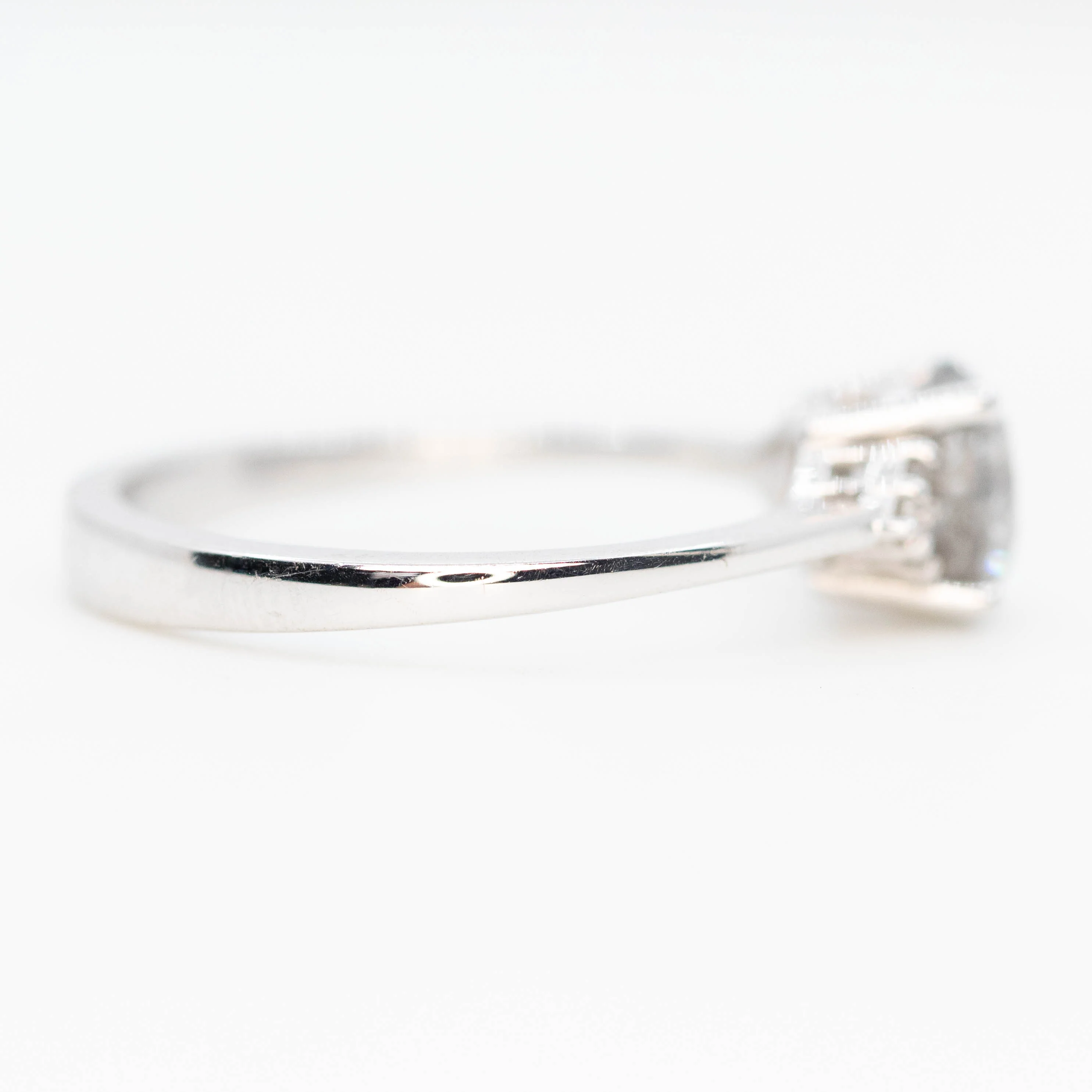 Imogene Ring with a 1.28 Carat Round Gray Salt and Pepper Diamond and White Accent Diamonds in 14k White Gold - Ready to Size and Ship - Image 5