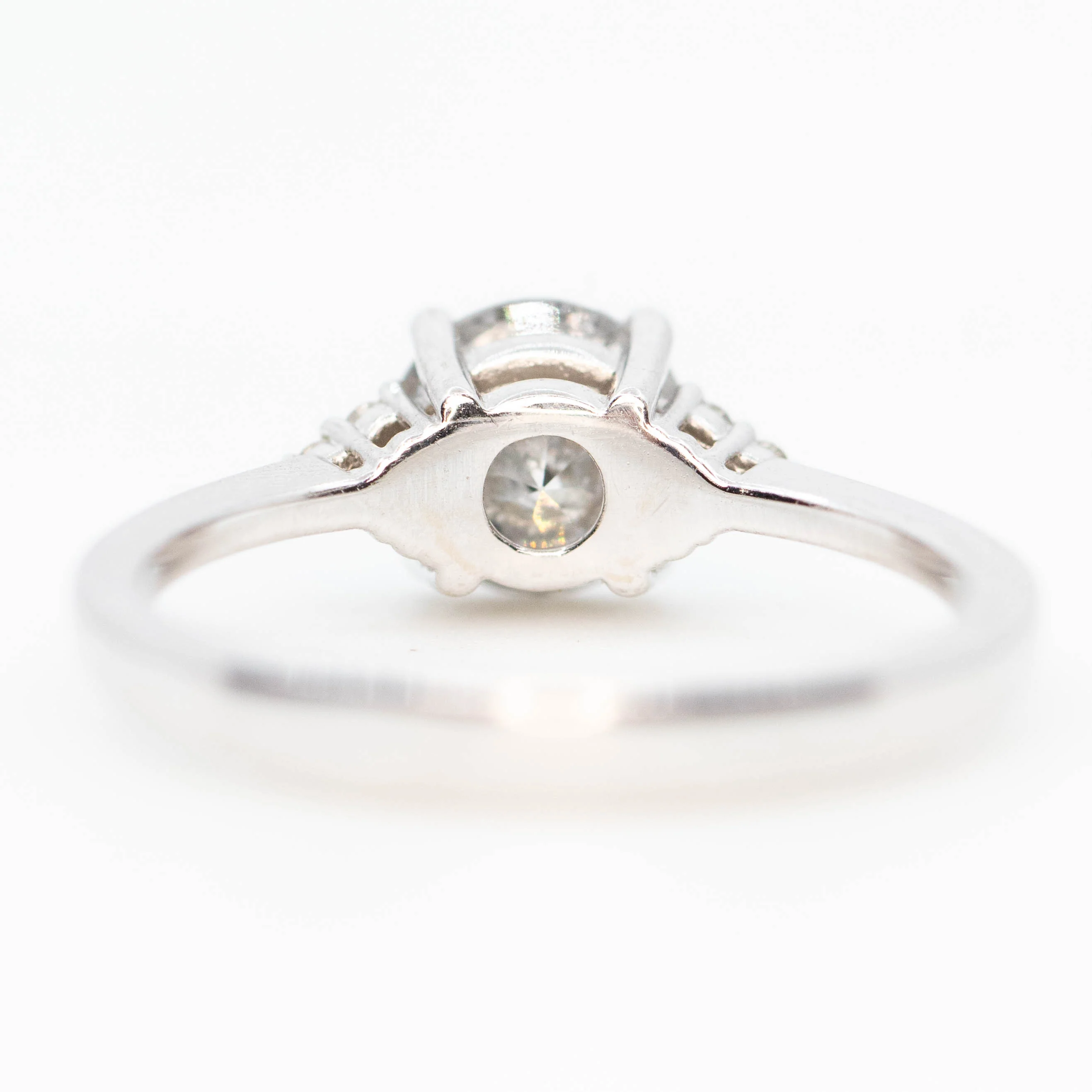 Imogene Ring with a 1.28 Carat Round Gray Salt and Pepper Diamond and White Accent Diamonds in 14k White Gold - Ready to Size and Ship - Image 6