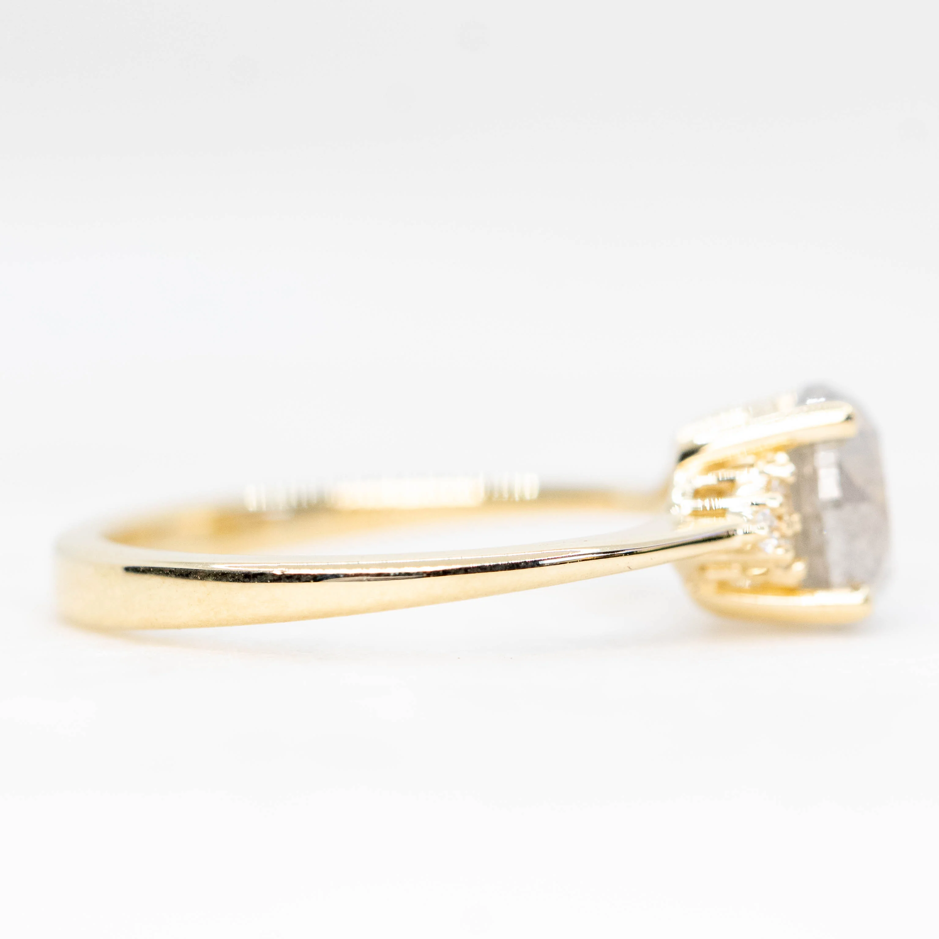 Imogene Ring with a 1.89 Carat Misty White Round Diamond and White Canadian Accent Diamonds in 14k Yellow Gold - Ready to Size and Ship - Image 5