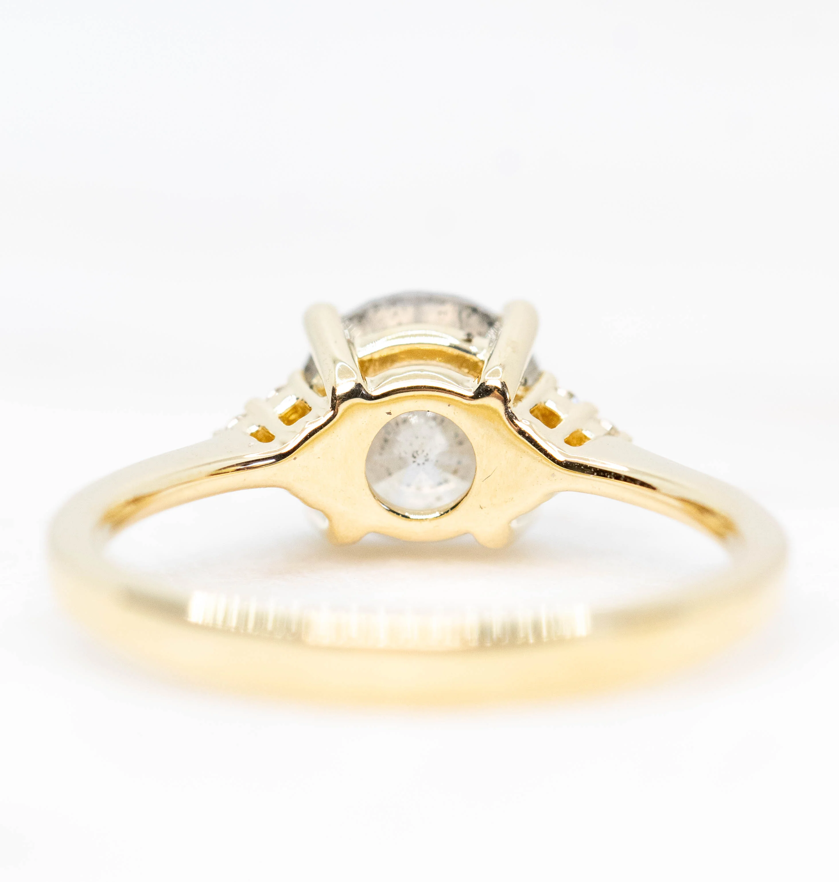 Imogene Ring with a 1.89 Carat Misty White Round Diamond and White Canadian Accent Diamonds in 14k Yellow Gold - Ready to Size and Ship - Image 6