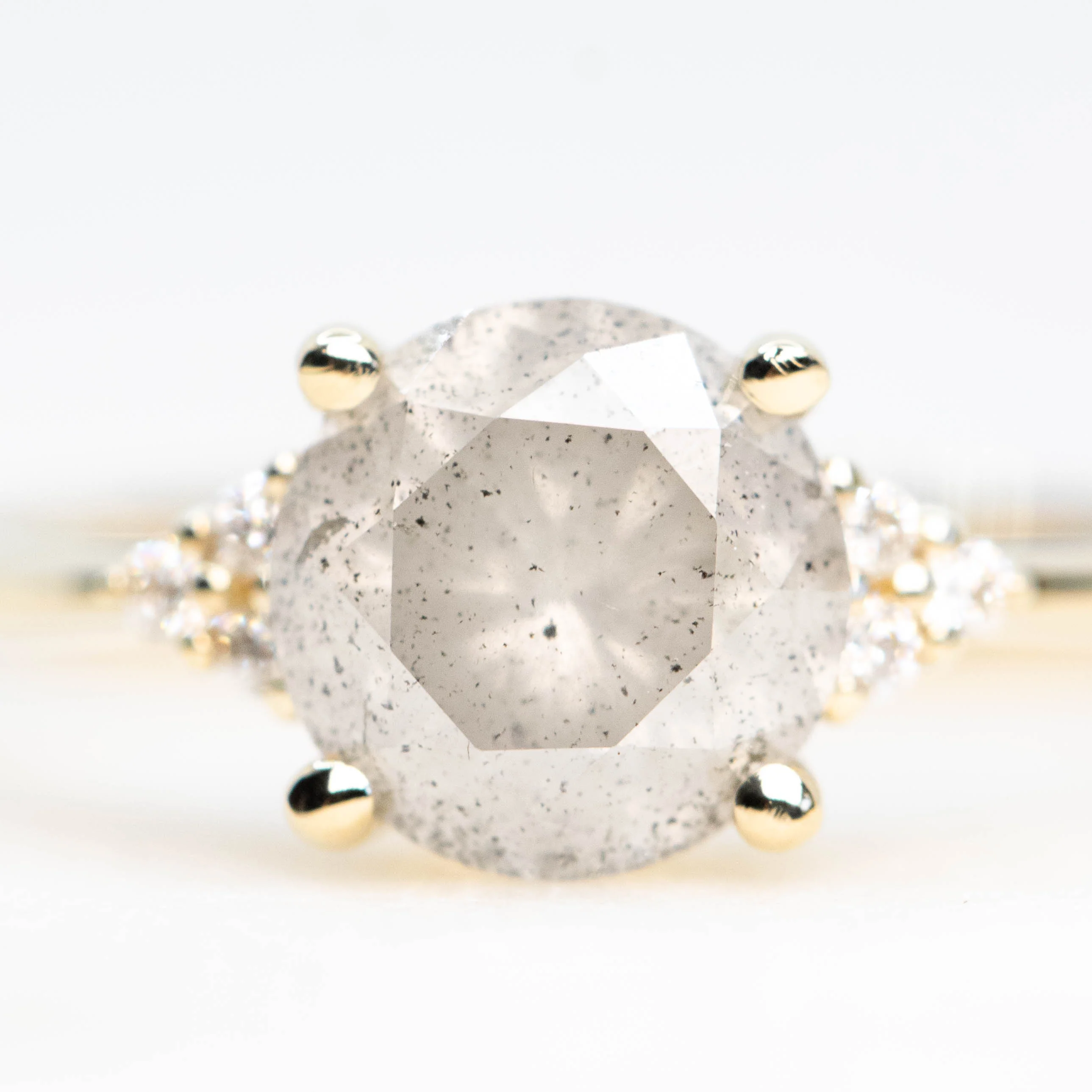 Imogene Ring with a 1.89 Carat Misty White Round Diamond and White Canadian Accent Diamonds in 14k Yellow Gold - Ready to Size and Ship - Image 7