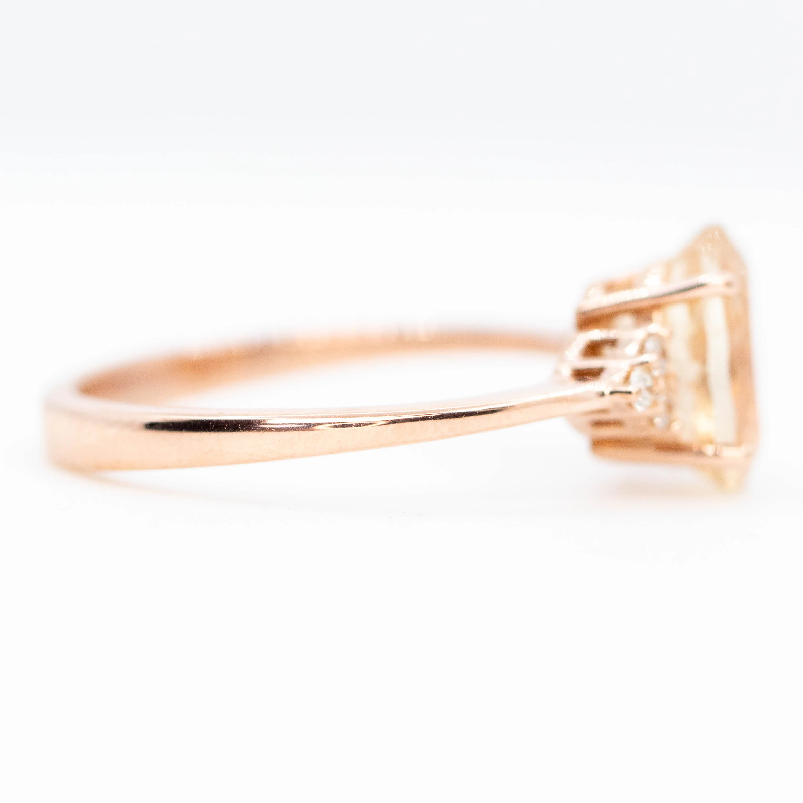 Imogene Ring with a 1.99 Carat Oval Sunstone and White Accent Diamonds in 14k Rose Gold - Ready to Size and Ship - Image 5