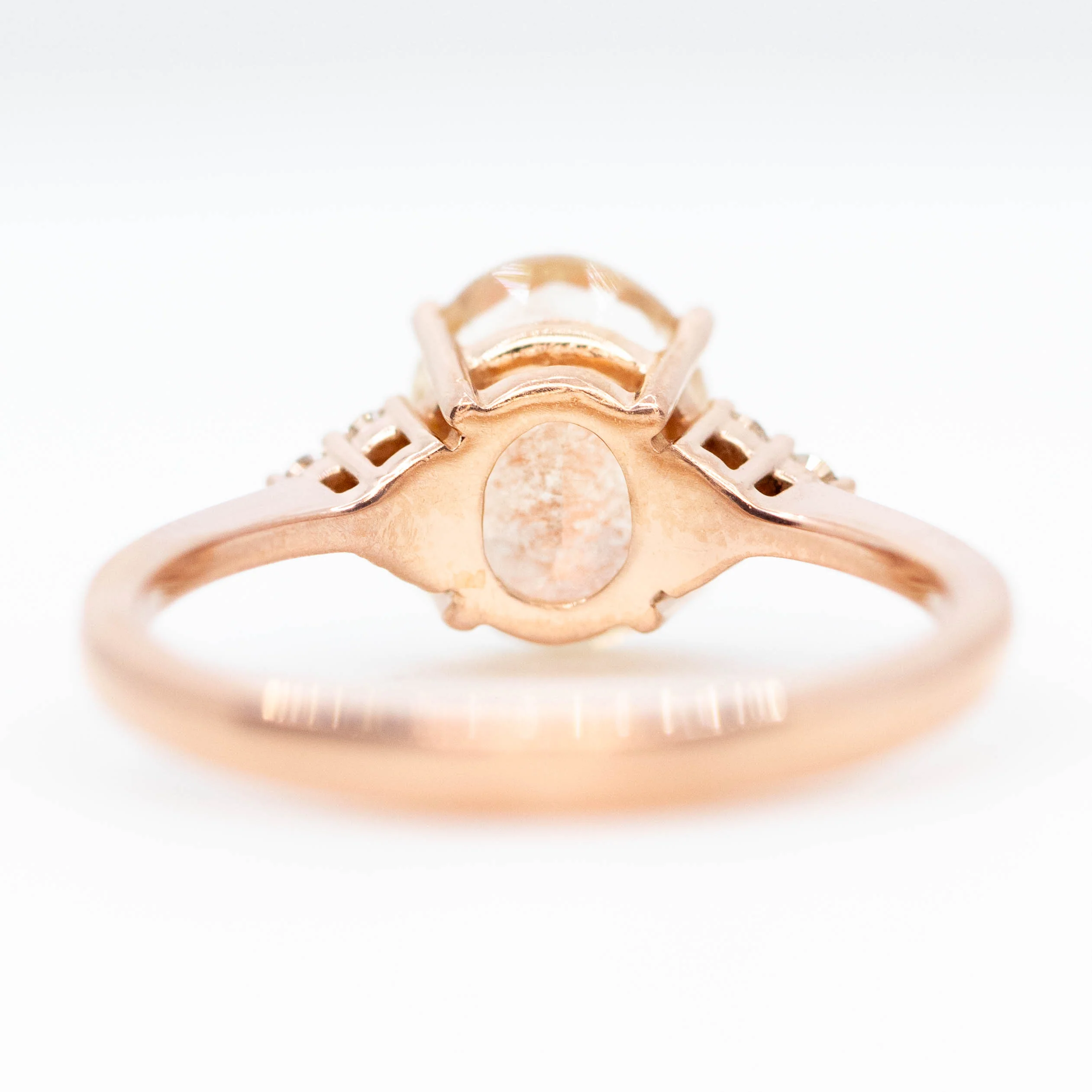 Imogene Ring with a 1.99 Carat Oval Sunstone and White Accent Diamonds in 14k Rose Gold - Ready to Size and Ship - Image 6
