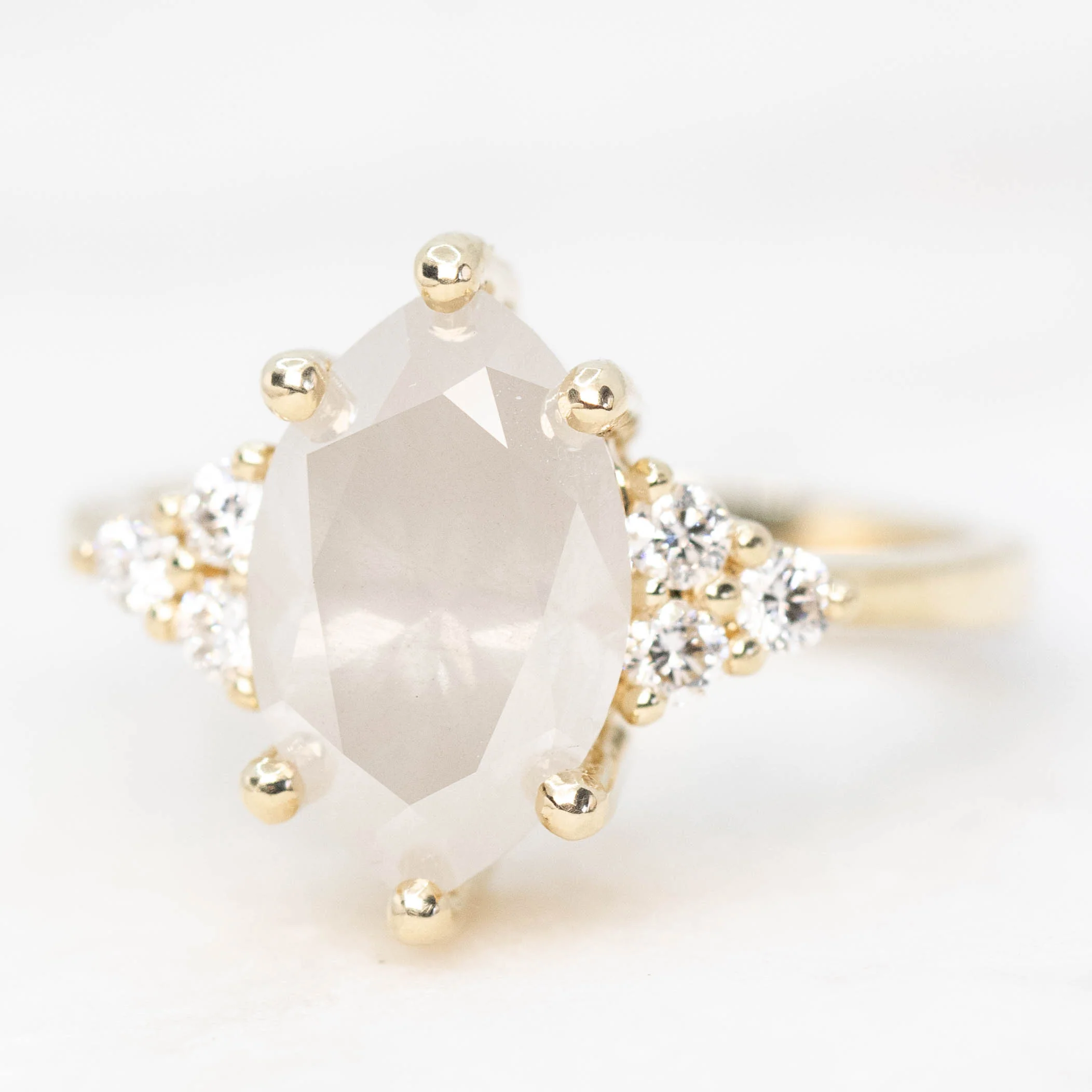 Imogene Ring with a 3.21 Carat Misty White Marquise Diamond and Canadian White Accent Diamonds in 14k Yellow Gold - Ready to Size and Ship - Image 3