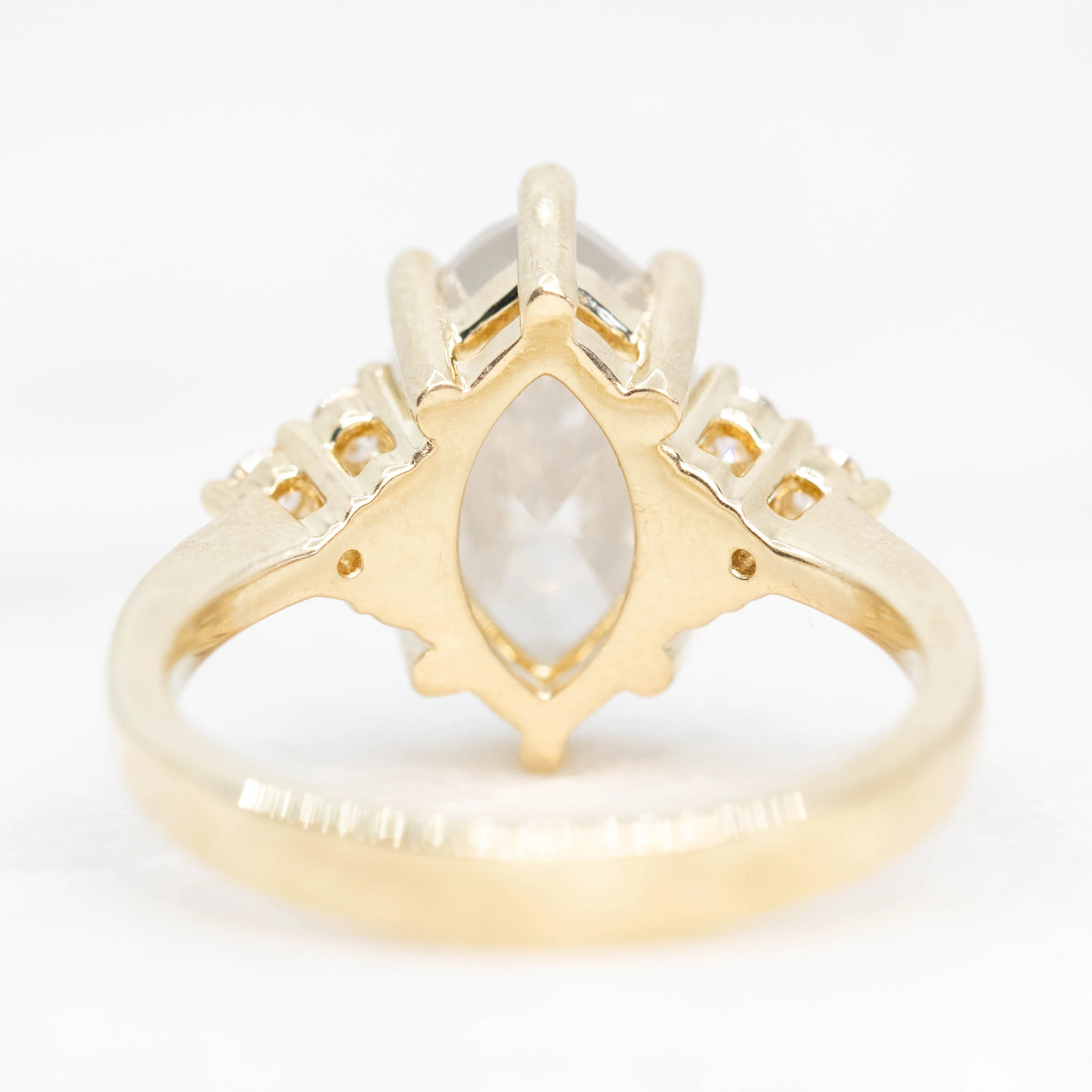 Imogene Ring with a 3.21 Carat Misty White Marquise Diamond and Canadian White Accent Diamonds in 14k Yellow Gold - Ready to Size and Ship - Image 6
