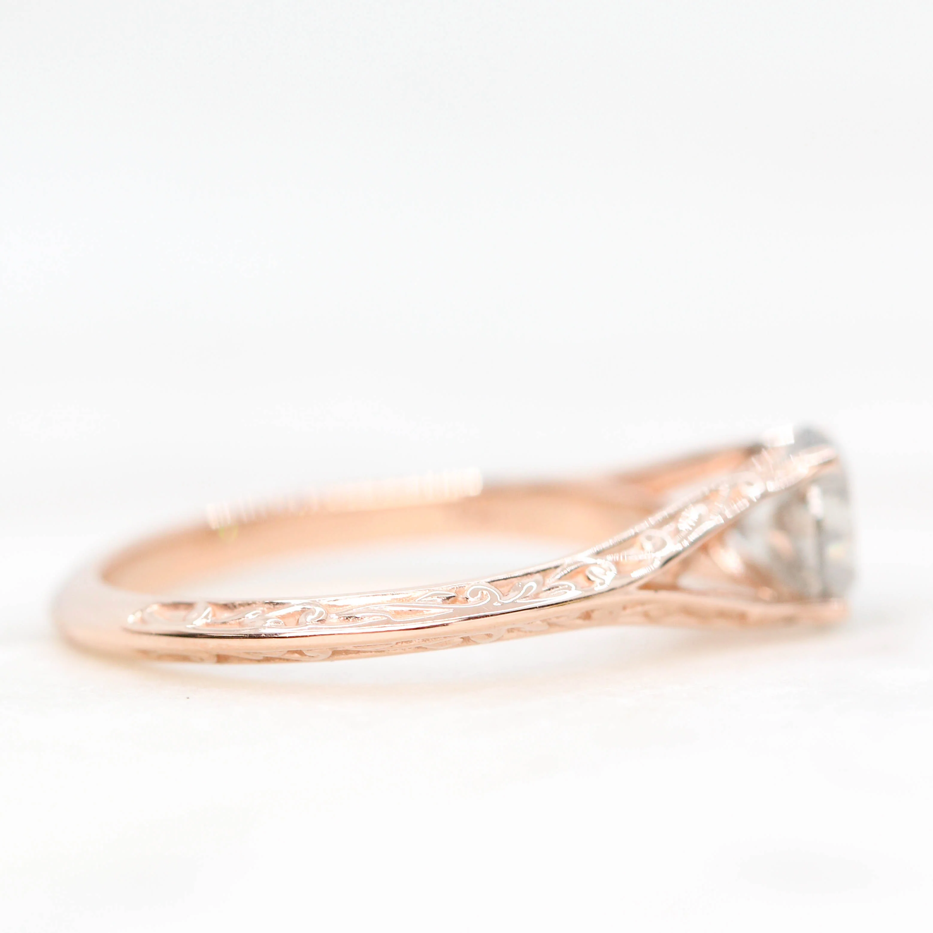Ivy Ring with a 0.98 Carat Round Light Gray Salt and Pepper Diamond in 14k Rose Gold - Ready to Size and Ship - Image 5