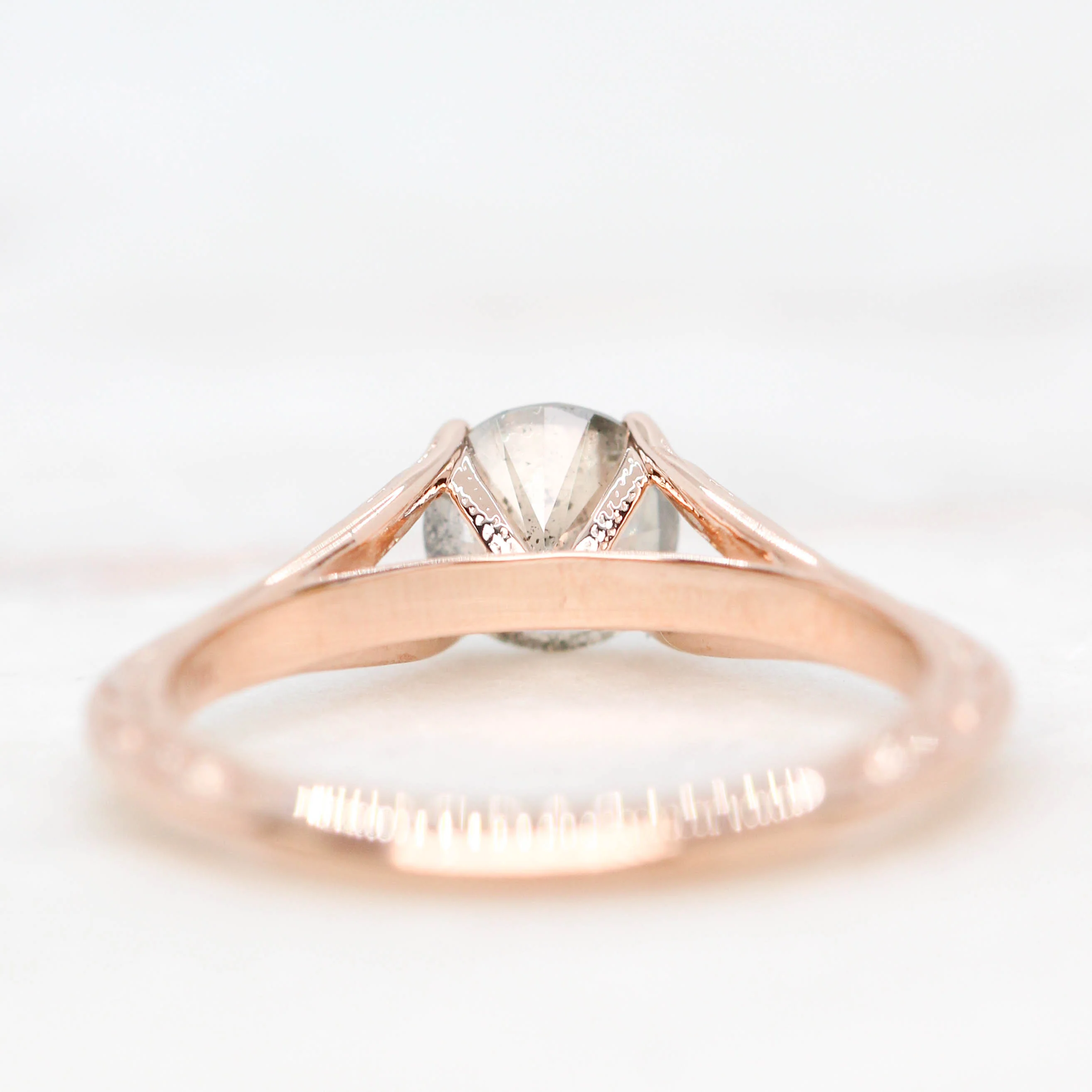 Ivy Ring with a 0.98 Carat Round Light Gray Salt and Pepper Diamond in 14k Rose Gold - Ready to Size and Ship - Image 6