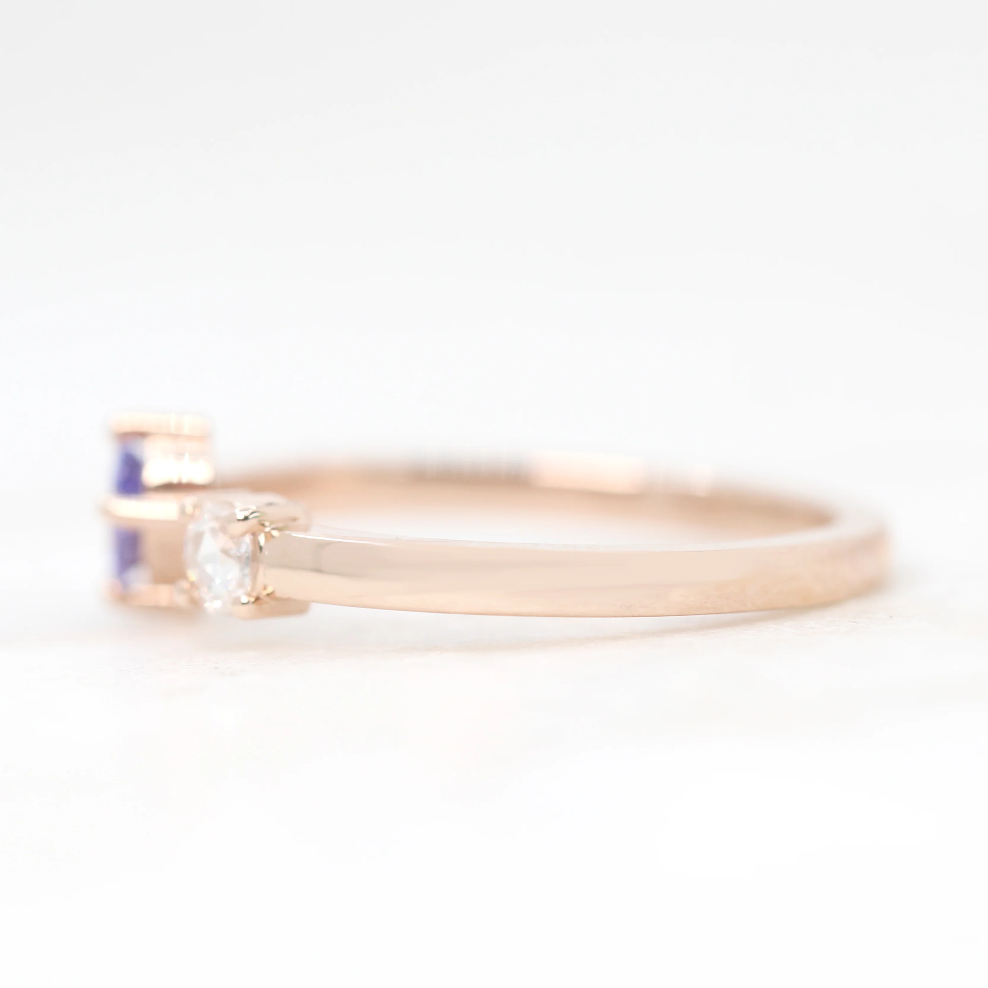 Karl Ring with an Oval Tanzanite & Clear Round Diamond - Made to Order - Image 5