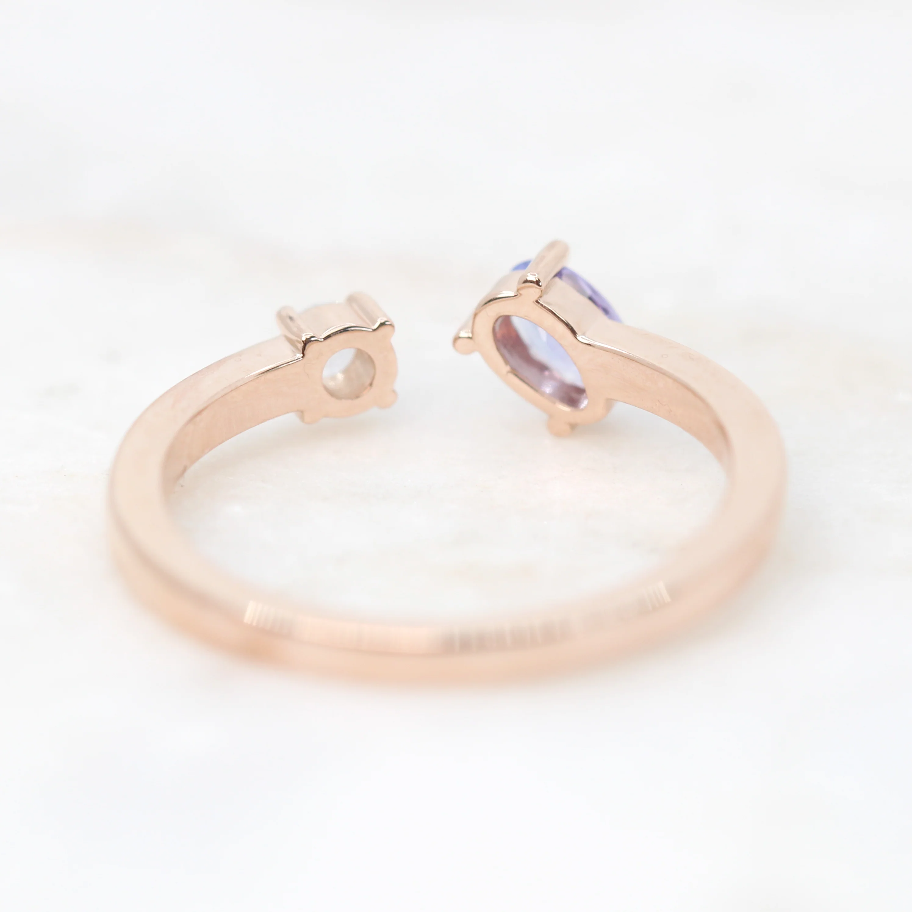 Karl Ring with an Oval Tanzanite & Clear Round Diamond - Made to Order - Image 6
