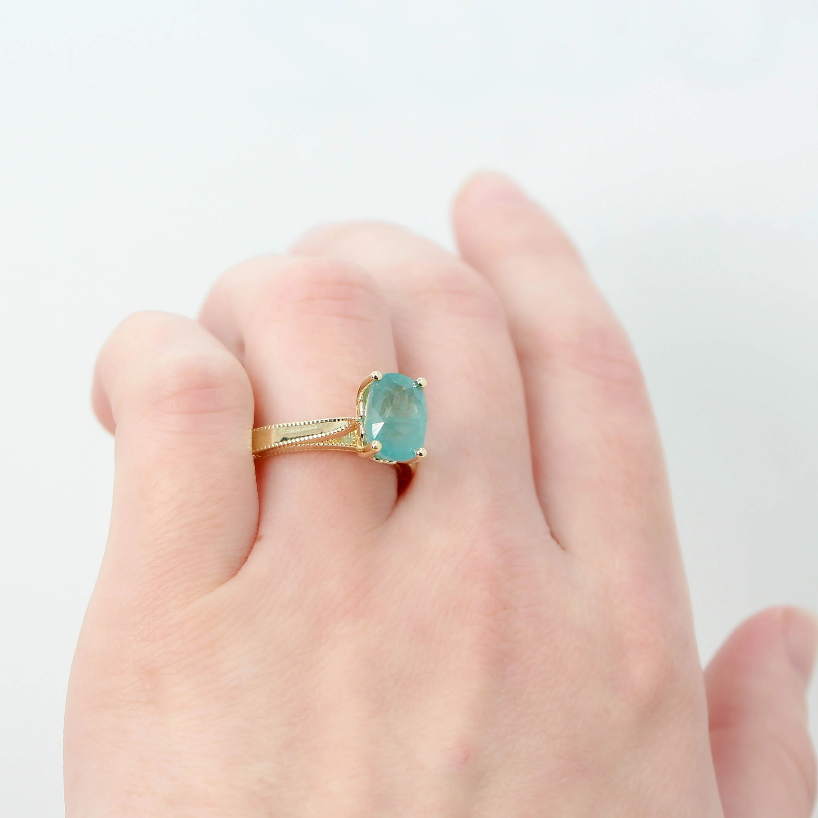 Jane Ring with a 3.22 Carat Teal Oval Grandidierite in 14k Yellow Gold - Ready to Size and Ship - Image 10
