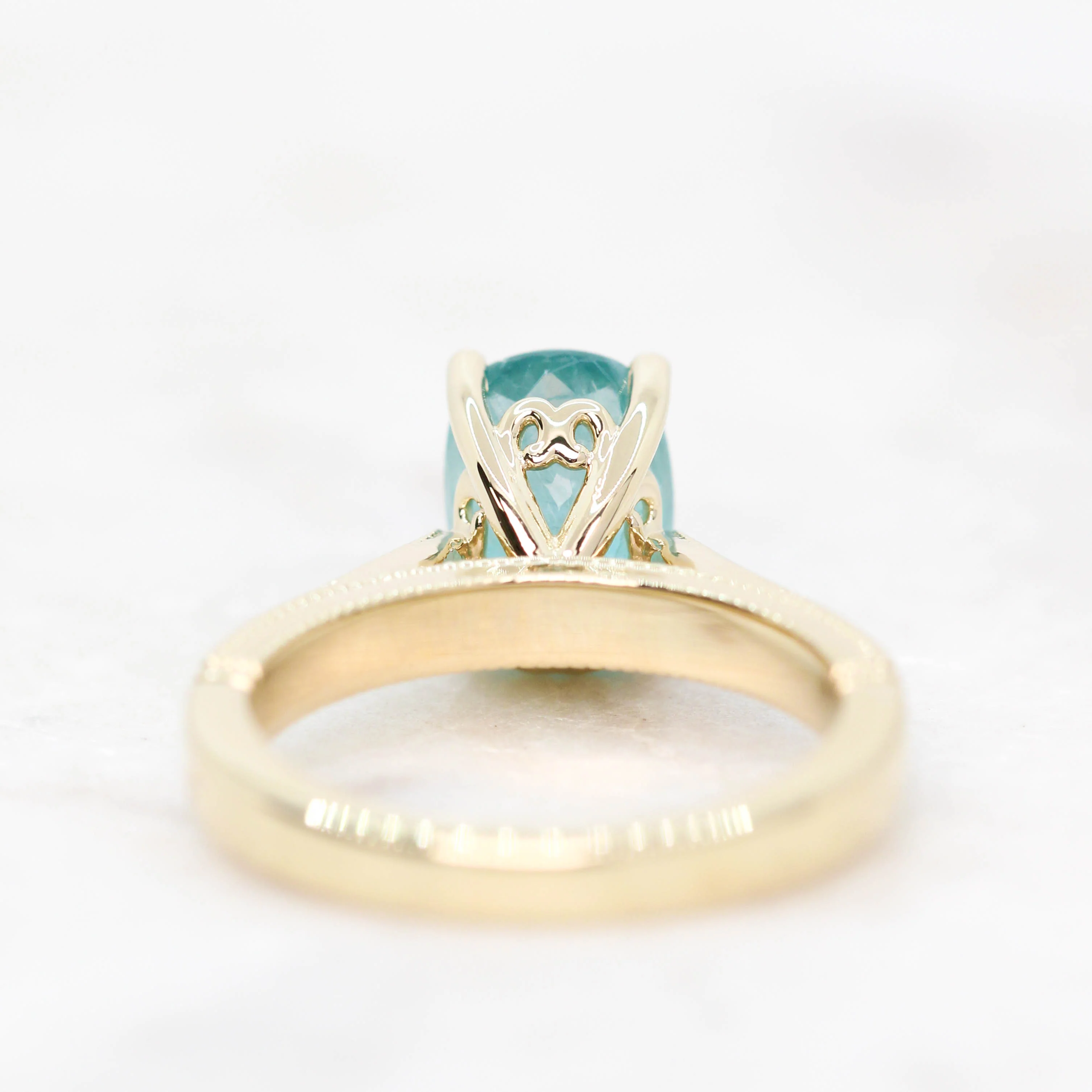 Jane Ring with a 3.22 Carat Teal Oval Grandidierite in 14k Yellow Gold - Ready to Size and Ship - Image 6
