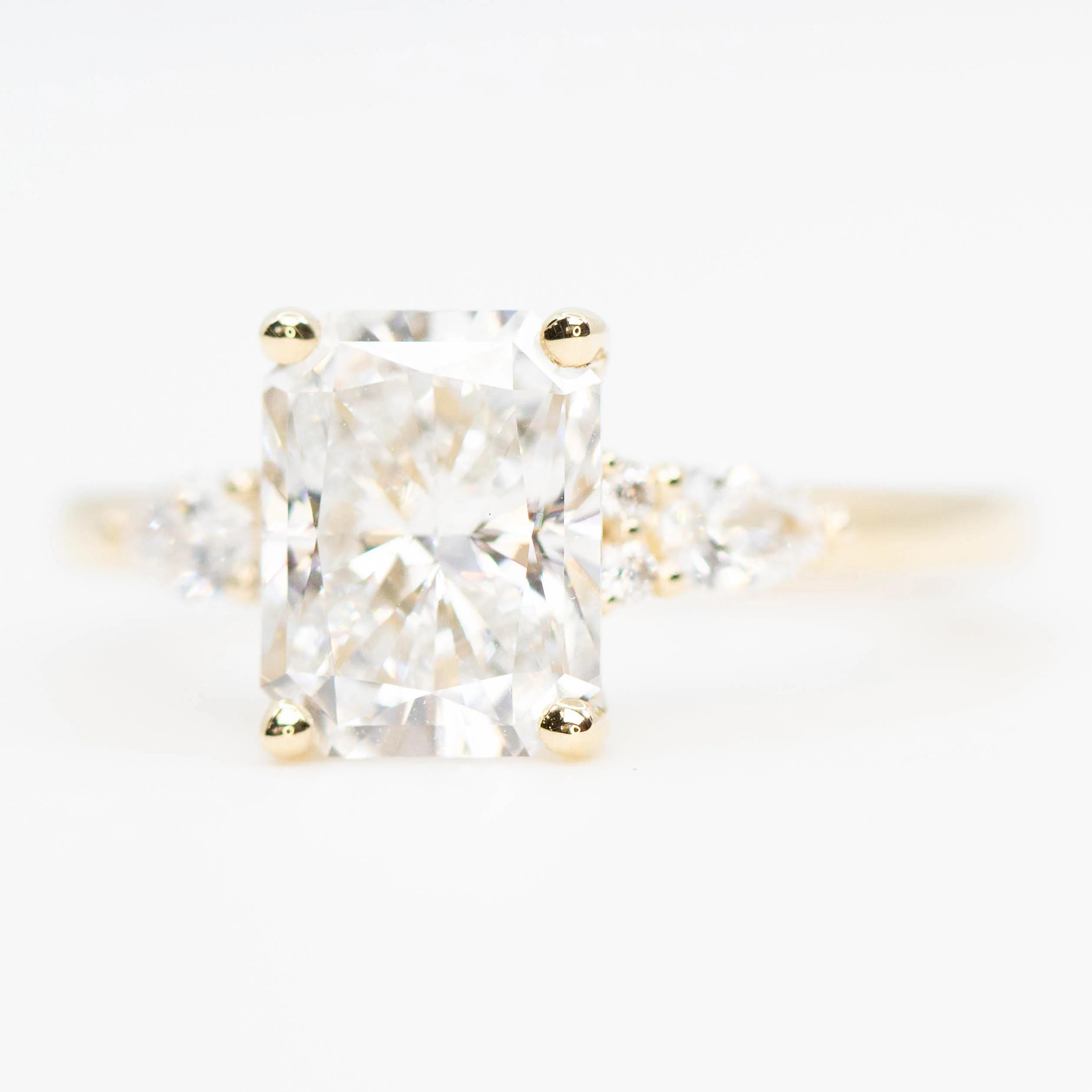 Jenna Ring with a 2.26 Carat Lab Grown Radiant Cut Diamond and Lab Grown Accent Diamonds in 14k Yellow Gold - Ready to Size and Ship - Image 3