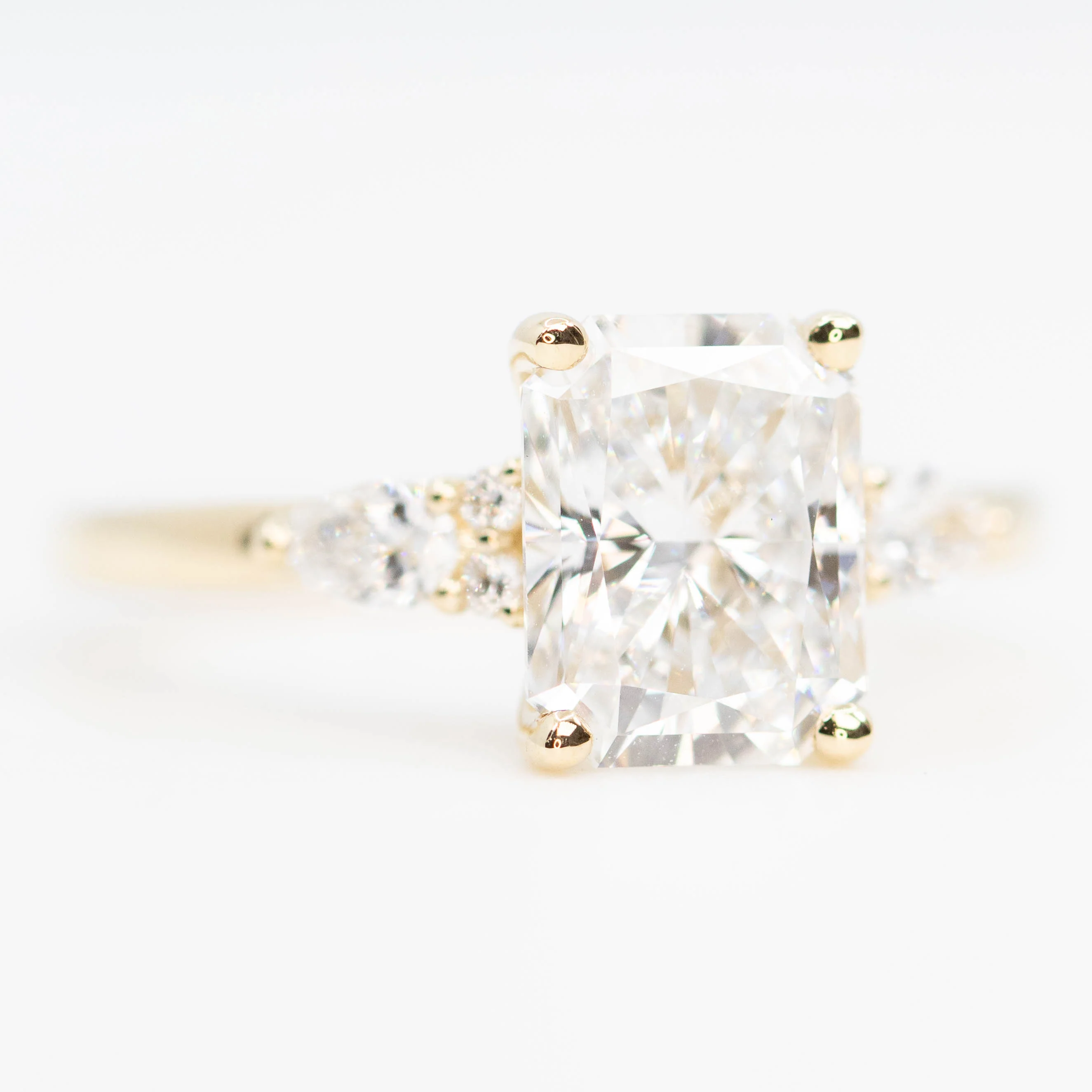 Jenna Ring with a 2.26 Carat Lab Grown Radiant Cut Diamond and Lab Grown Accent Diamonds in 14k Yellow Gold - Ready to Size and Ship - Image 4