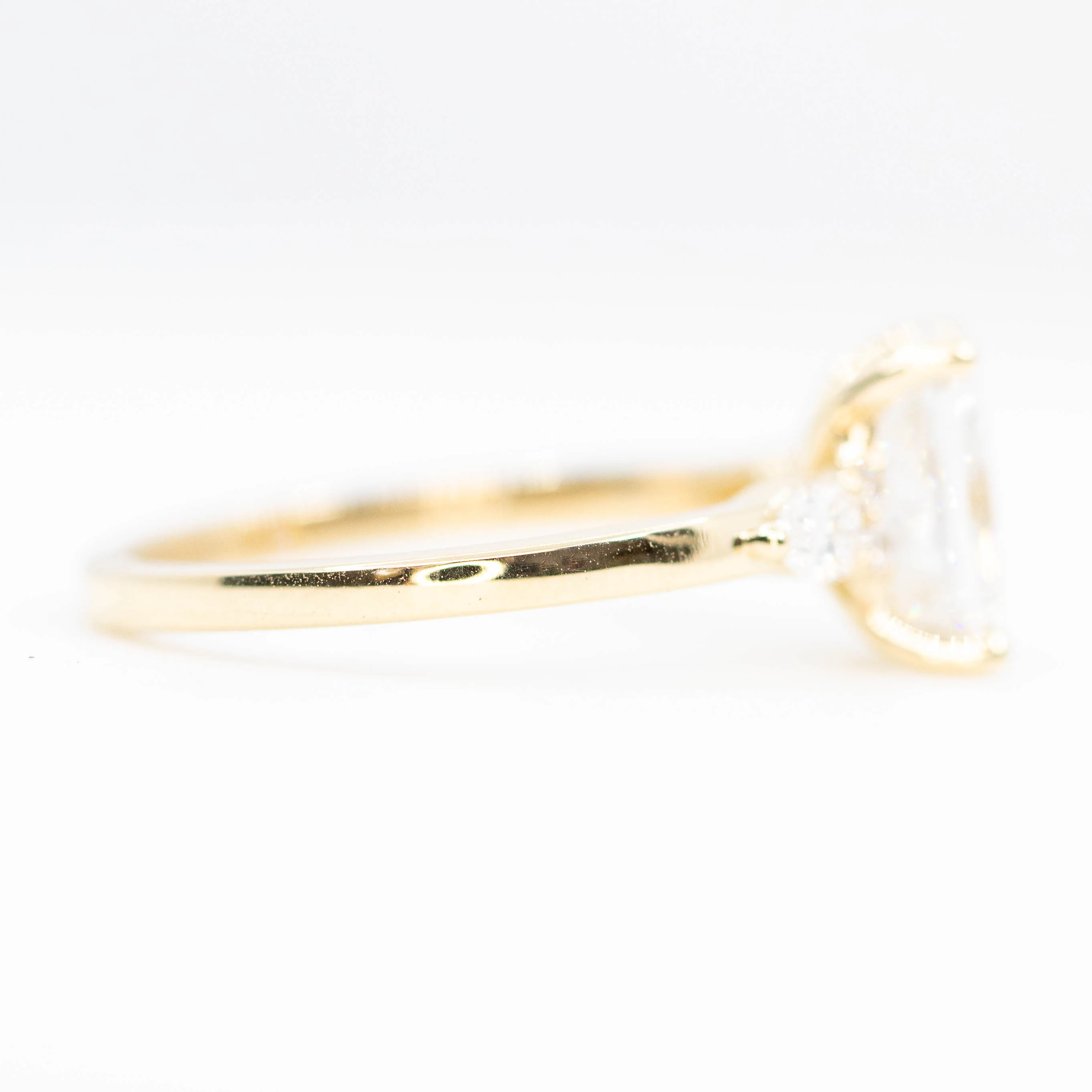 Jenna Ring with a 2.26 Carat Lab Grown Radiant Cut Diamond and Lab Grown Accent Diamonds in 14k Yellow Gold - Ready to Size and Ship - Image 5