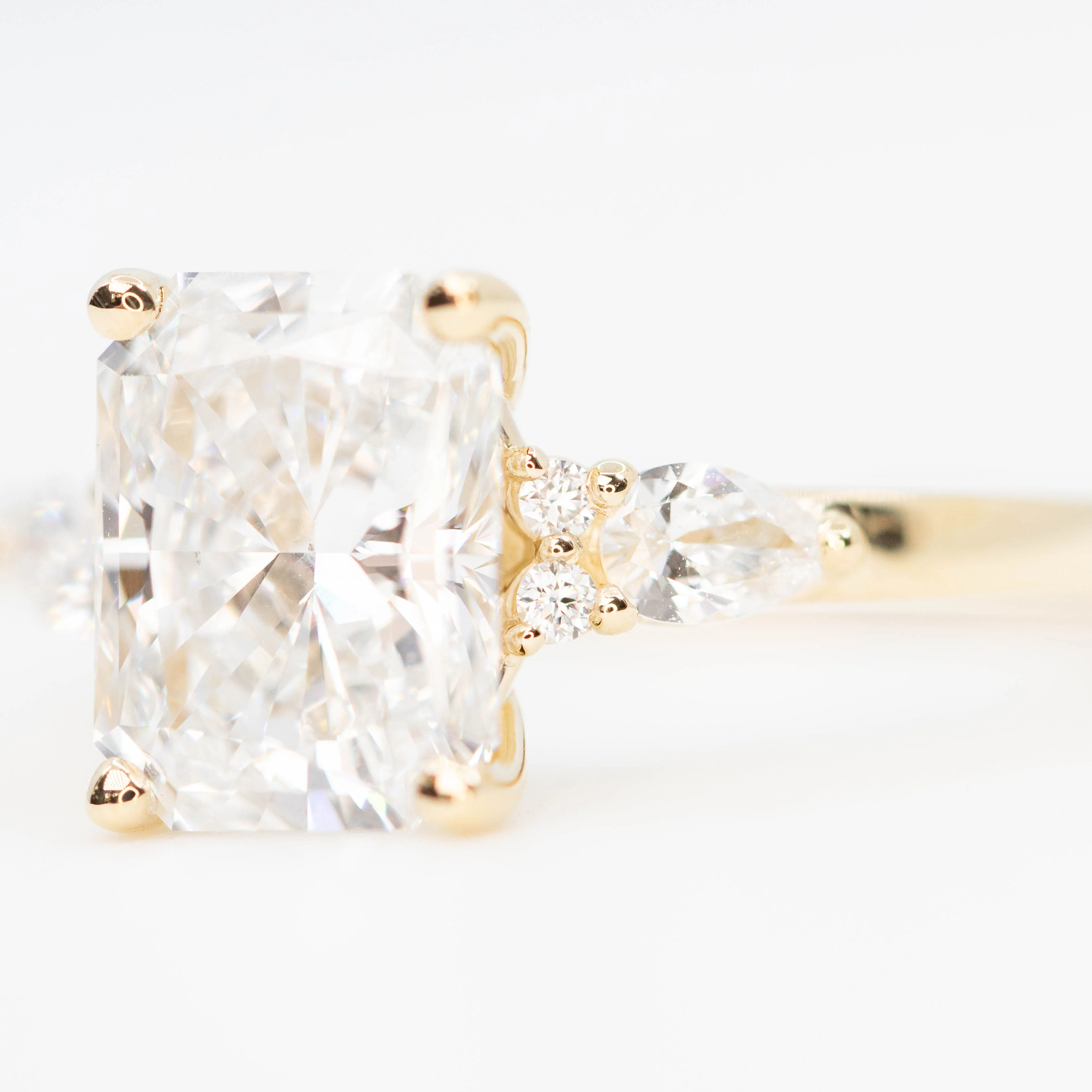 Jenna Ring with a 2.26 Carat Lab Grown Radiant Cut Diamond and Lab Grown Accent Diamonds in 14k Yellow Gold - Ready to Size and Ship - Image 7