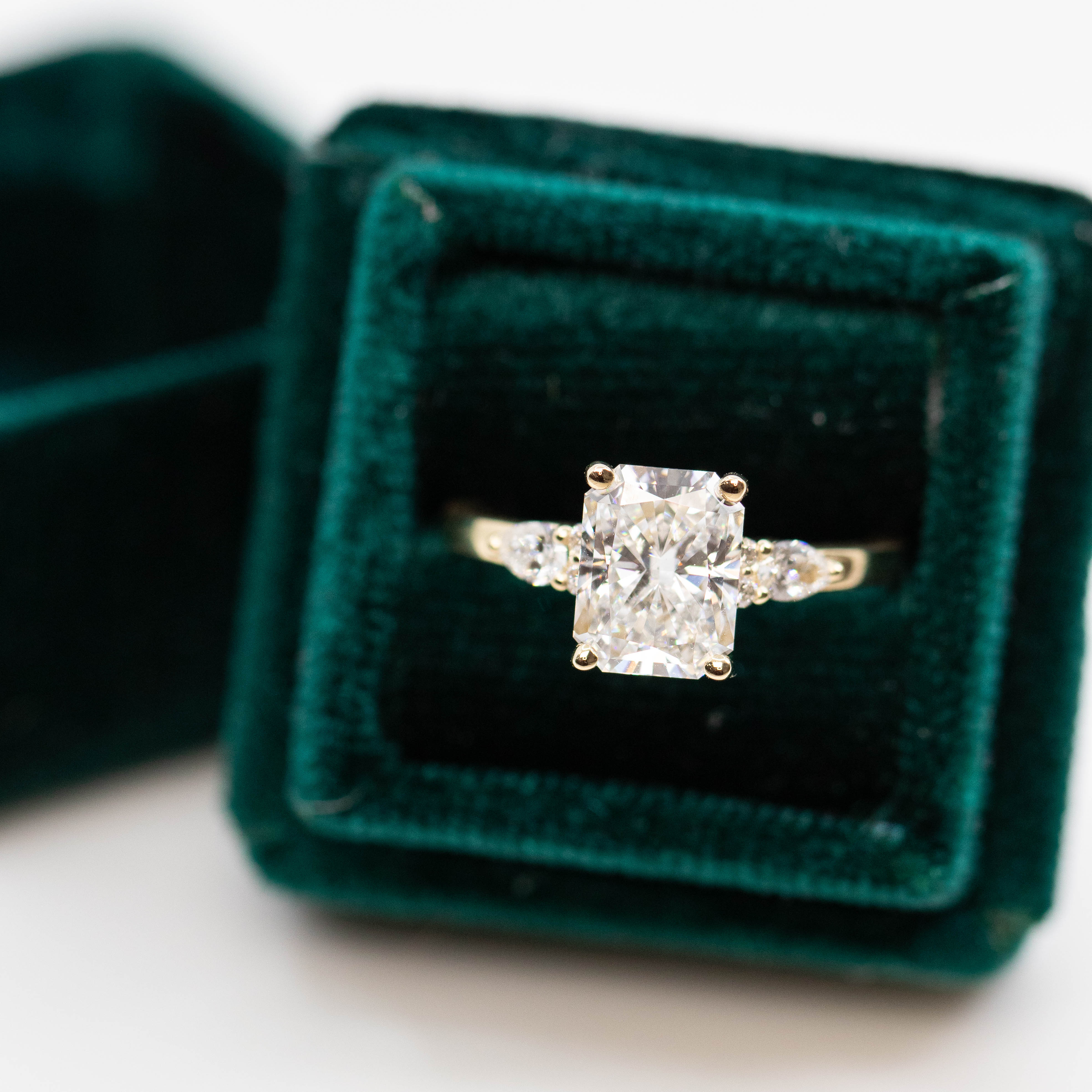 Jenna Ring with a 2.26 Carat Lab Grown Radiant Cut Diamond and Lab Grown Accent Diamonds in 14k Yellow Gold - Ready to Size and Ship - Image 9