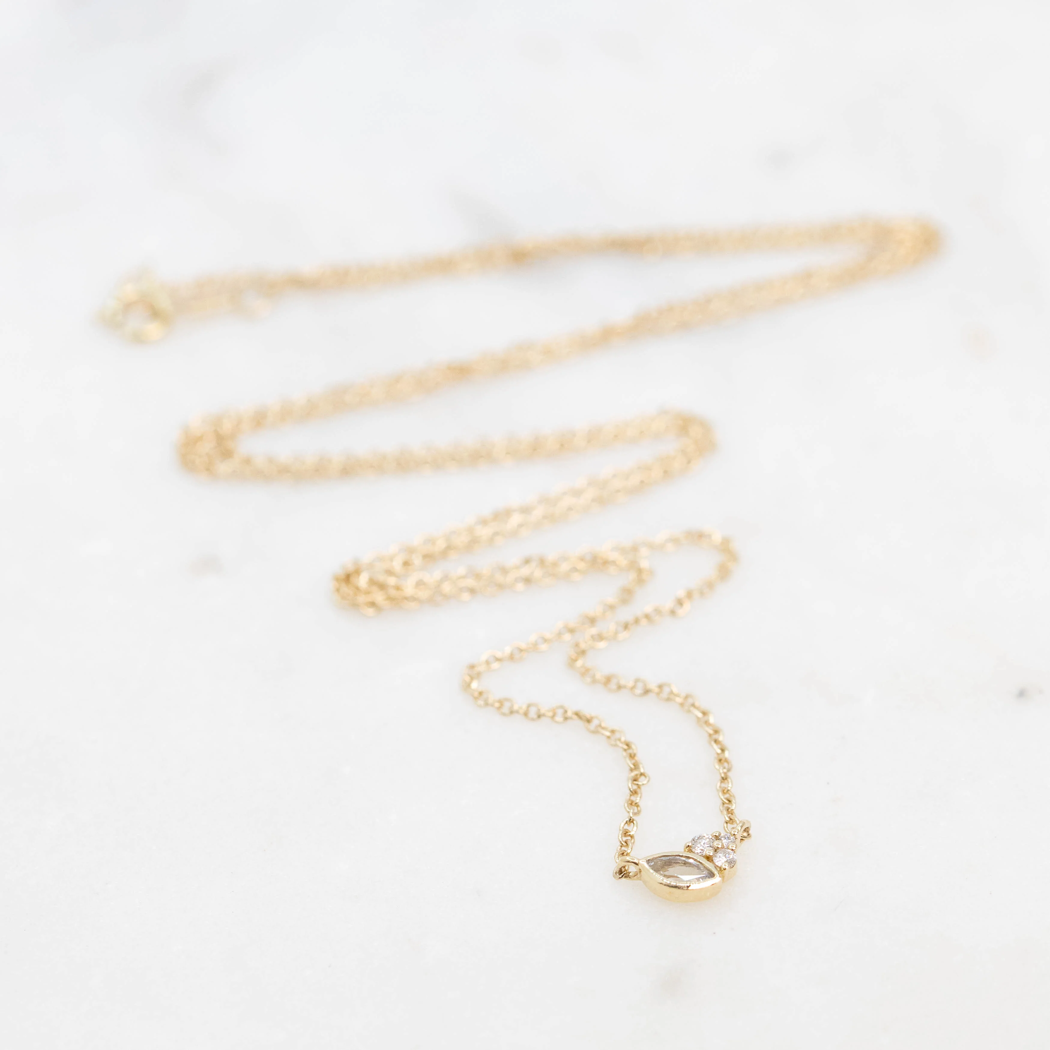 Jordan Necklace with a Marquise Sapphire and White Accent Diamonds - Made to Order - Image 10