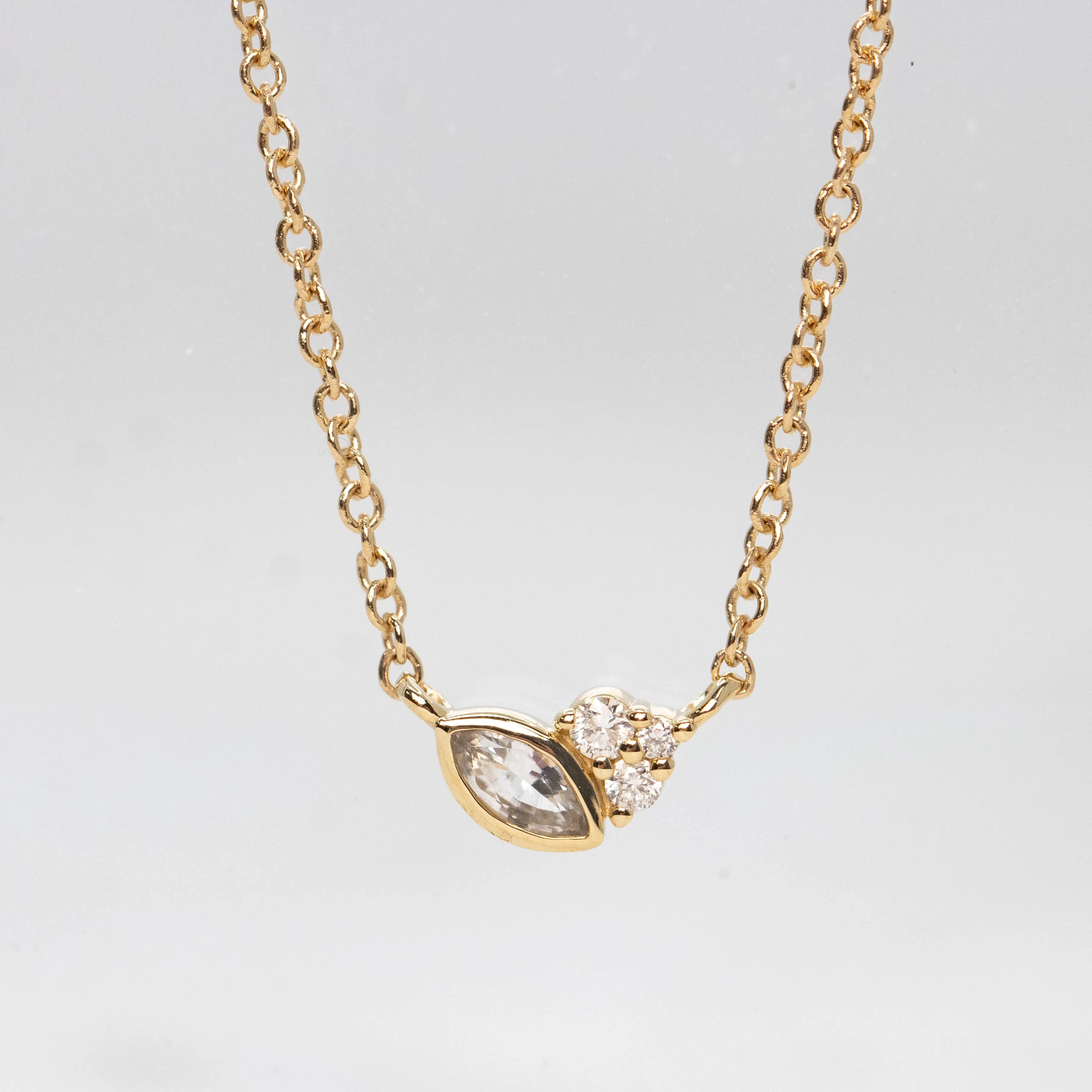 Jordan Necklace with a Marquise Sapphire and White Accent Diamonds - Made to Order - Image 2