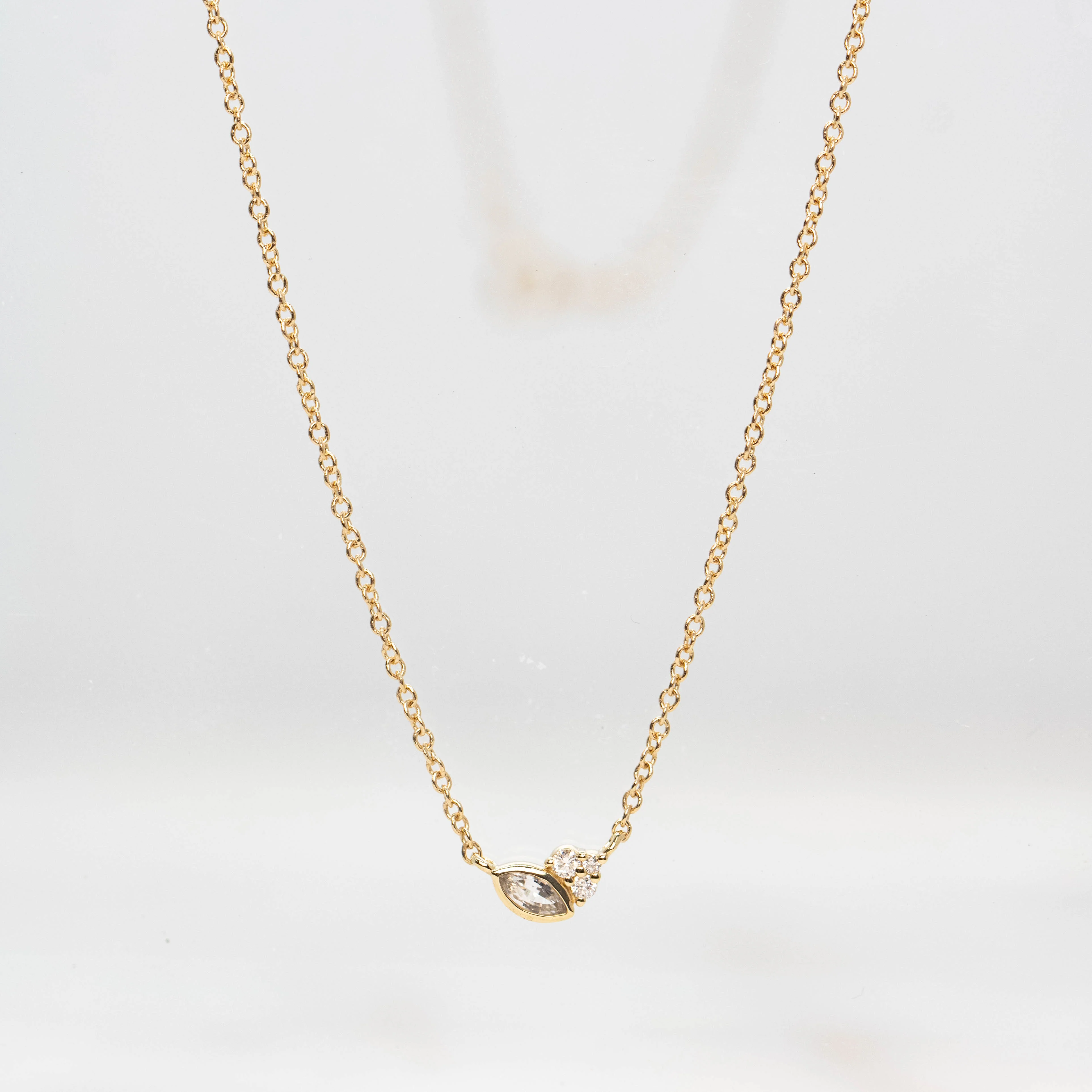 Jordan Necklace with a Marquise Sapphire and White Accent Diamonds - Made to Order - Image 3