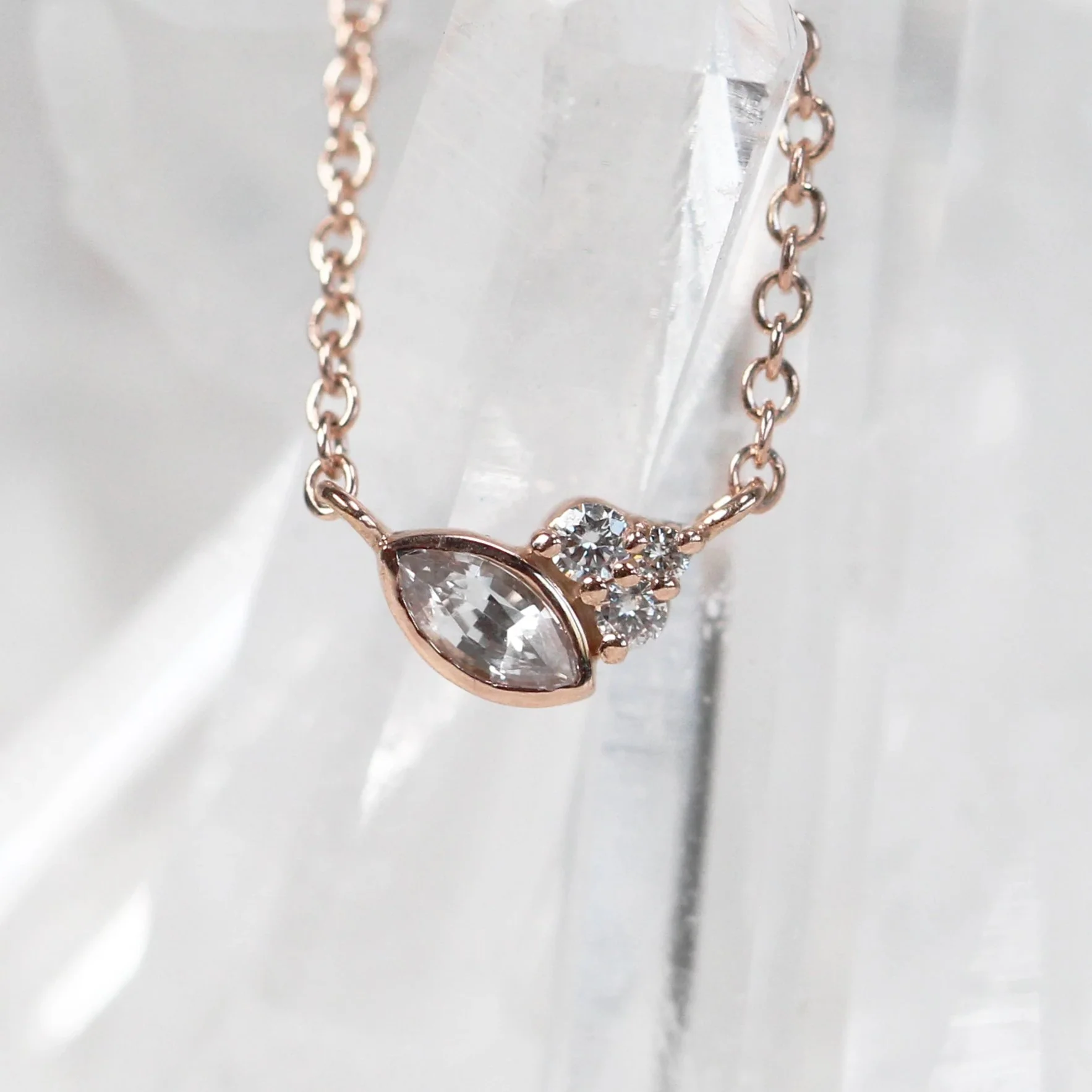 Jordan Necklace with a Marquise Sapphire and White Accent Diamonds - Made to Order - Image 5