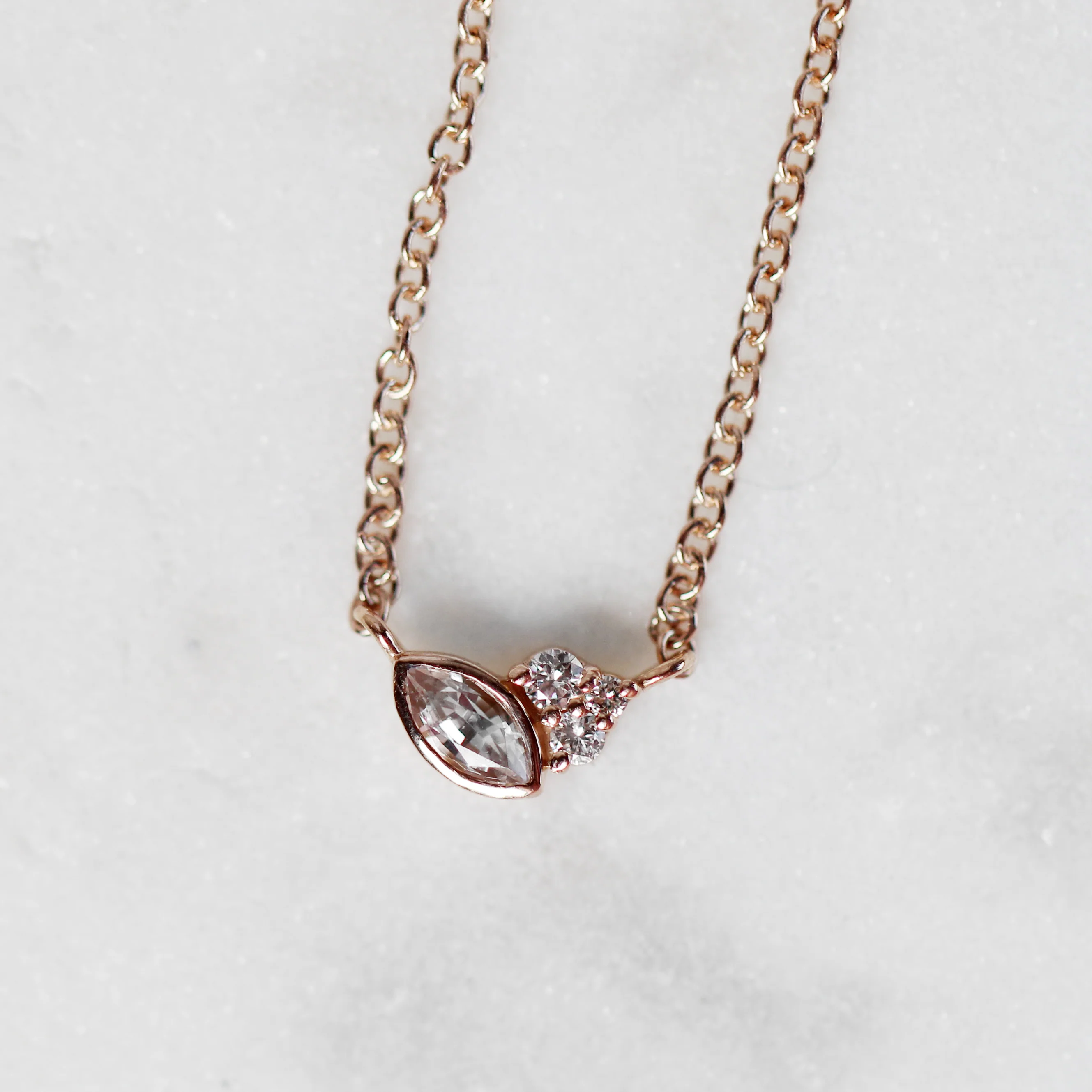 Jordan Necklace with a Marquise Sapphire and White Accent Diamonds - Made to Order - Image 6