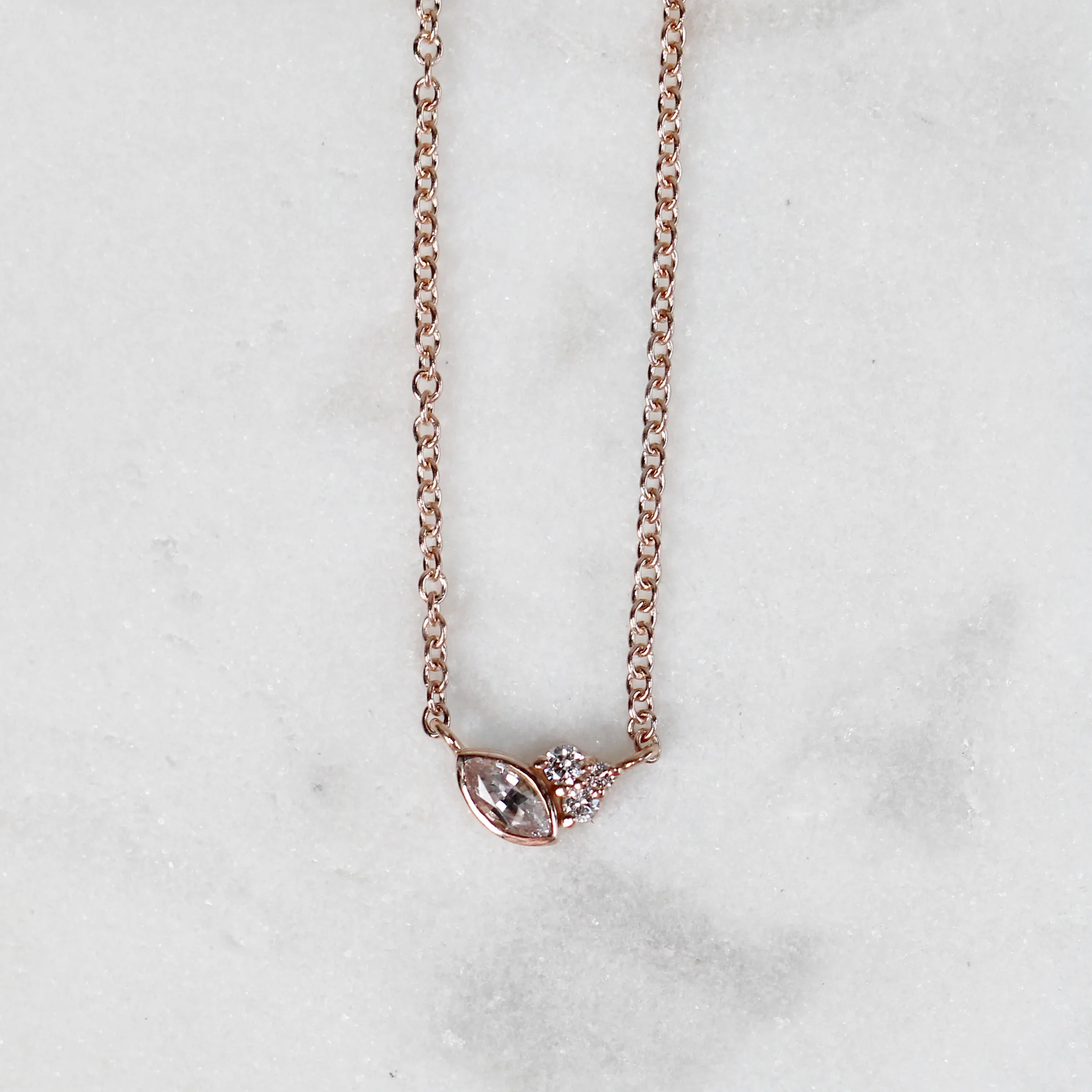 Jordan Necklace with a Marquise Sapphire and White Accent Diamonds - Made to Order - Image 7