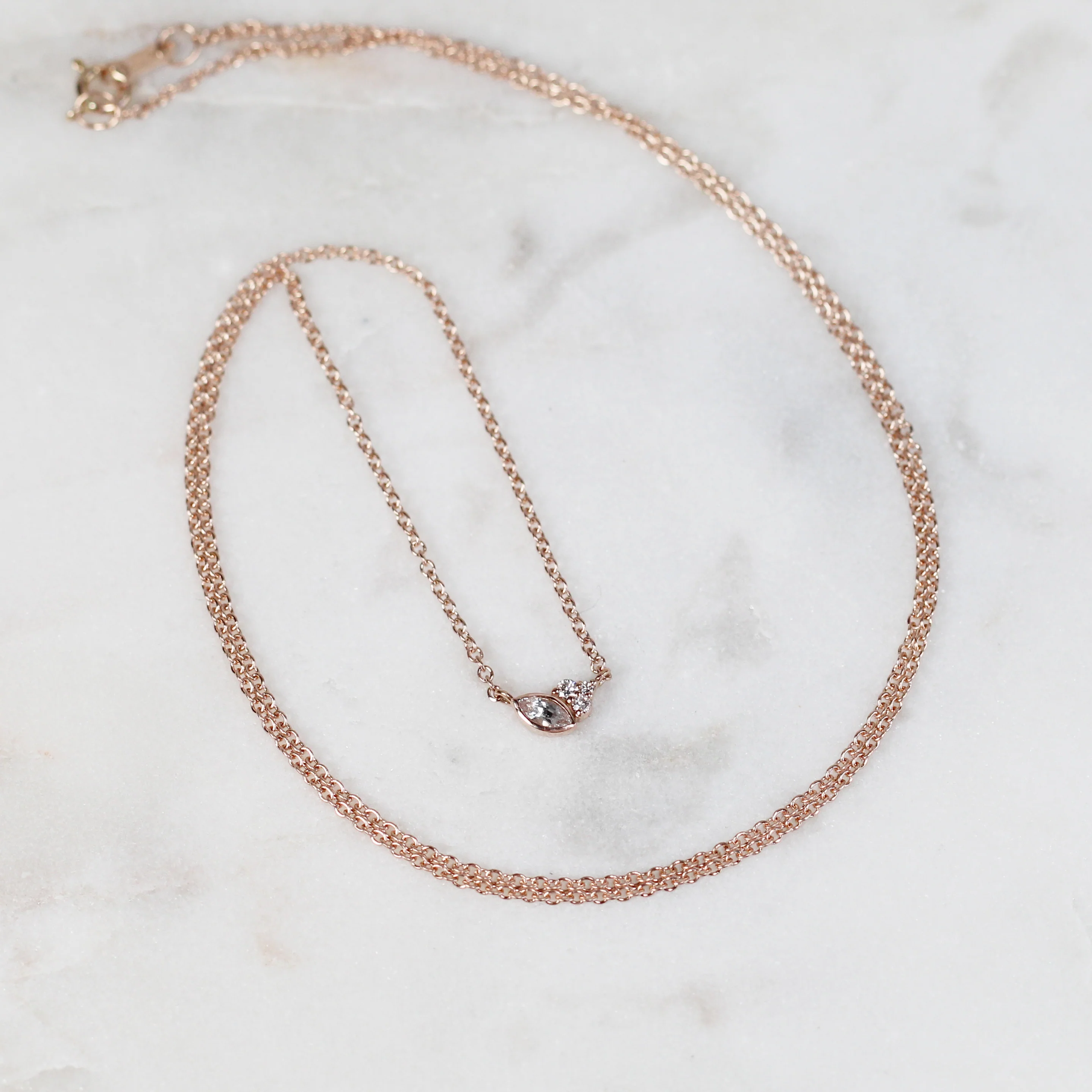 Jordan Necklace with a Marquise Sapphire and White Accent Diamonds - Made to Order - Image 8