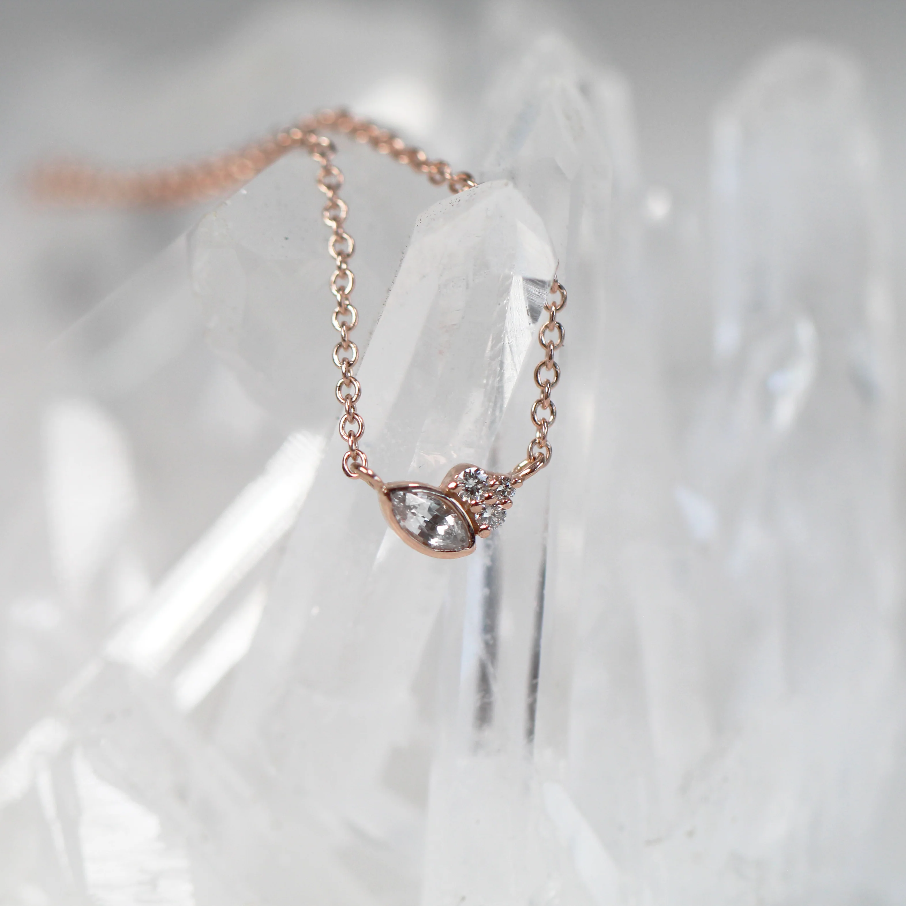 Jordan Necklace with a Marquise Sapphire and White Accent Diamonds - Made to Order - Image 9