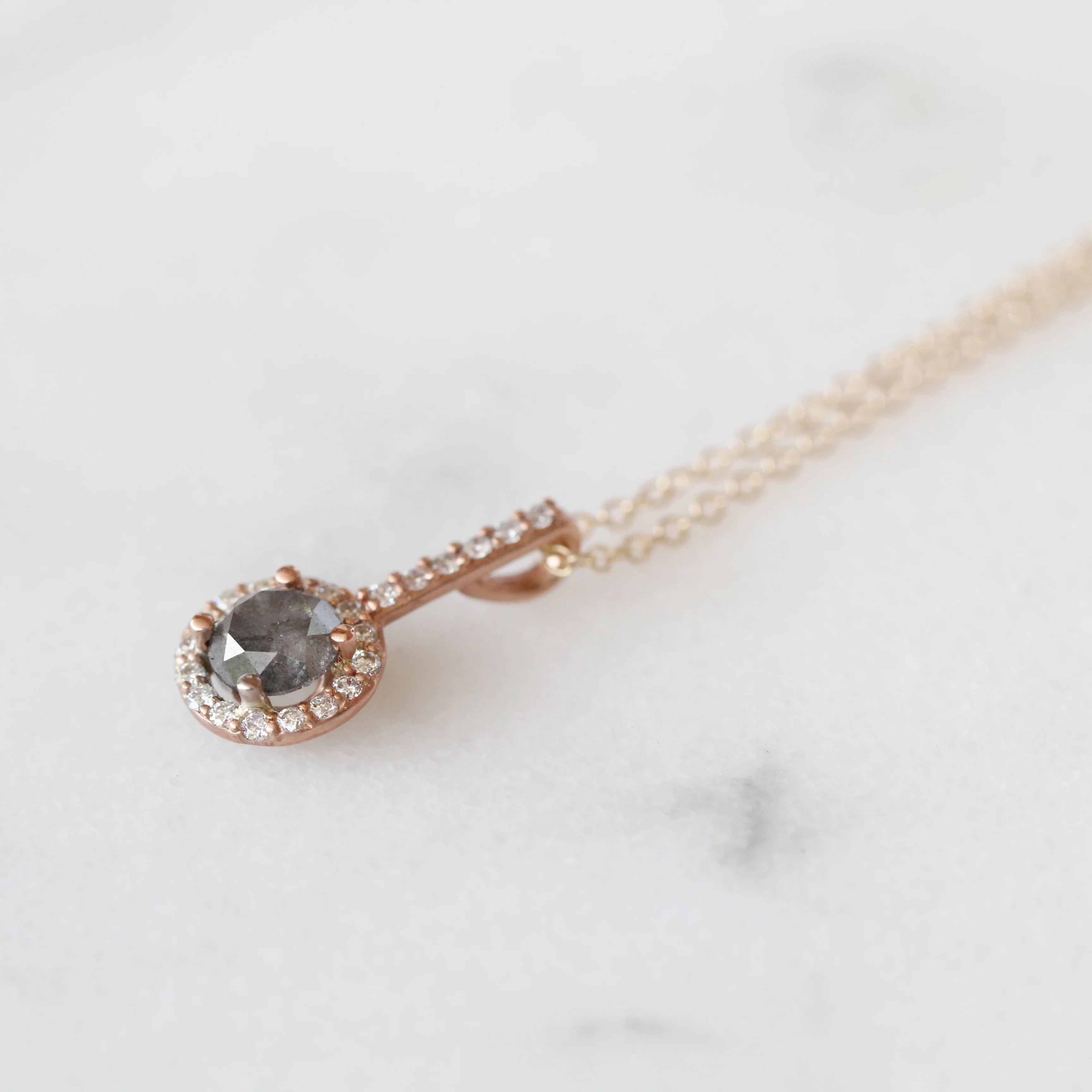 Joy Necklace with a Round Salt and Pepper Diamond and White Diamond Accents - Ready to Ship - Image 4