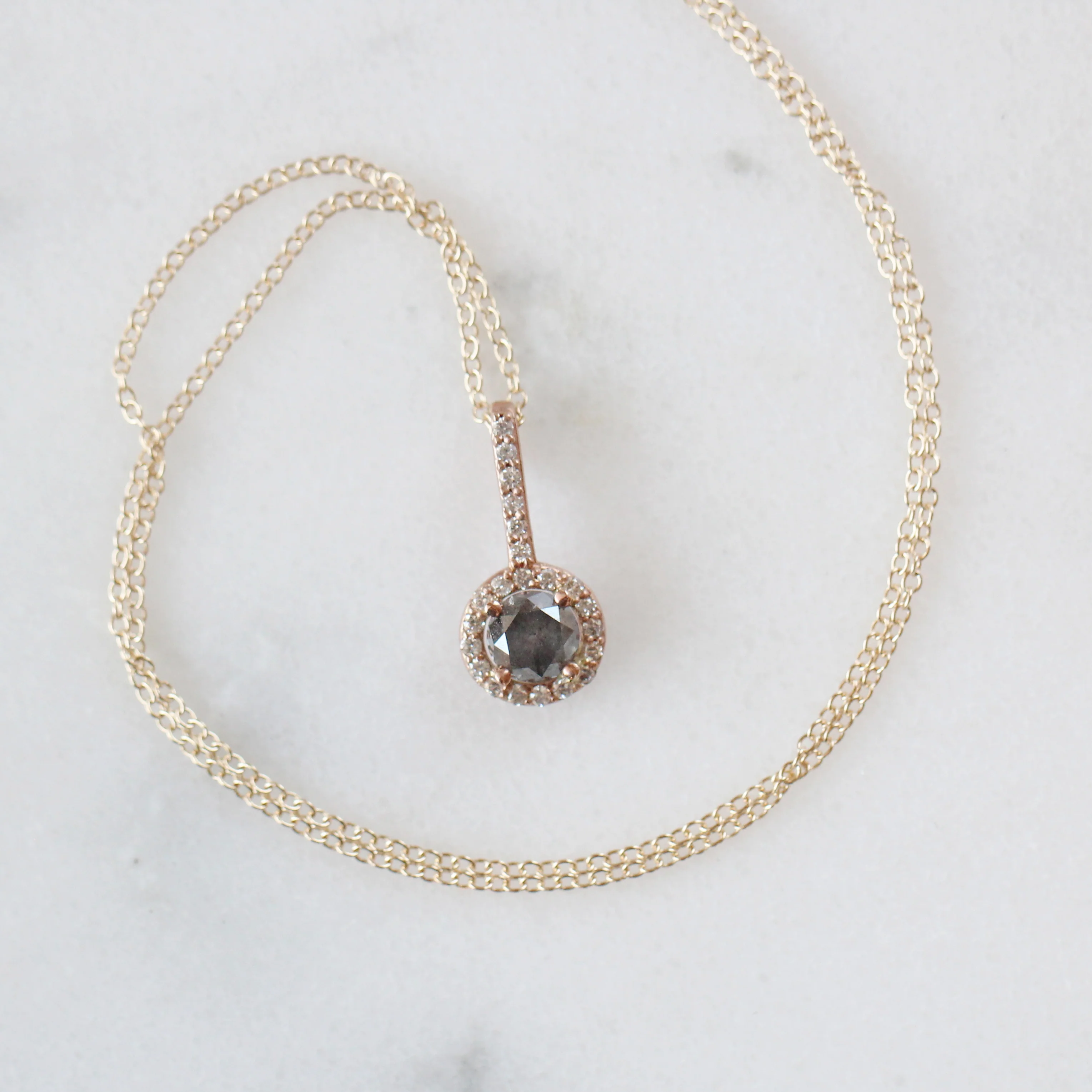 Joy Necklace with a Round Salt and Pepper Diamond and White Diamond Accents - Ready to Ship - Image 5