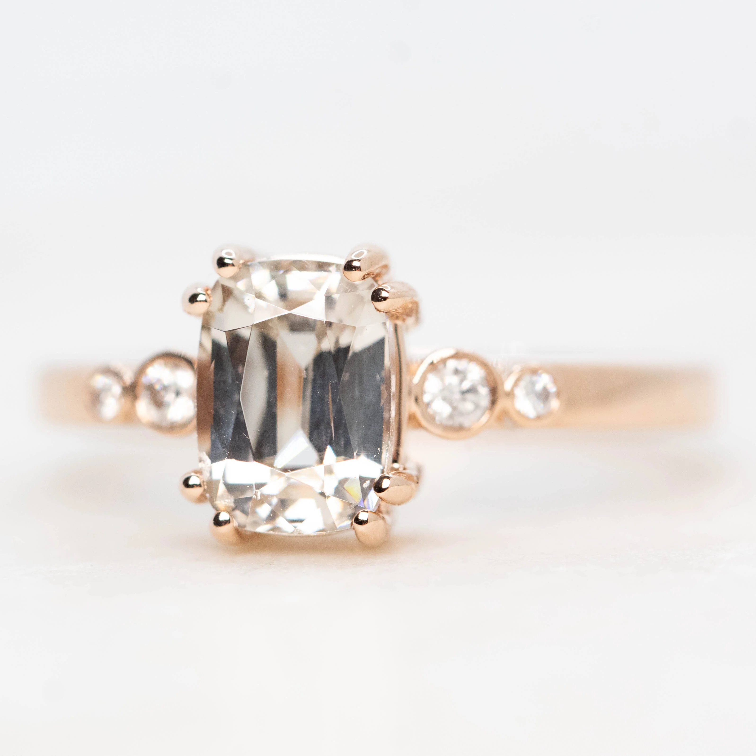 Joyce Ring with a 2.18 Carat Antique Cushion Cut Sapphire and White Accent Diamonds in 14k Rose Gold - Ready to Size and Ship - Image 3