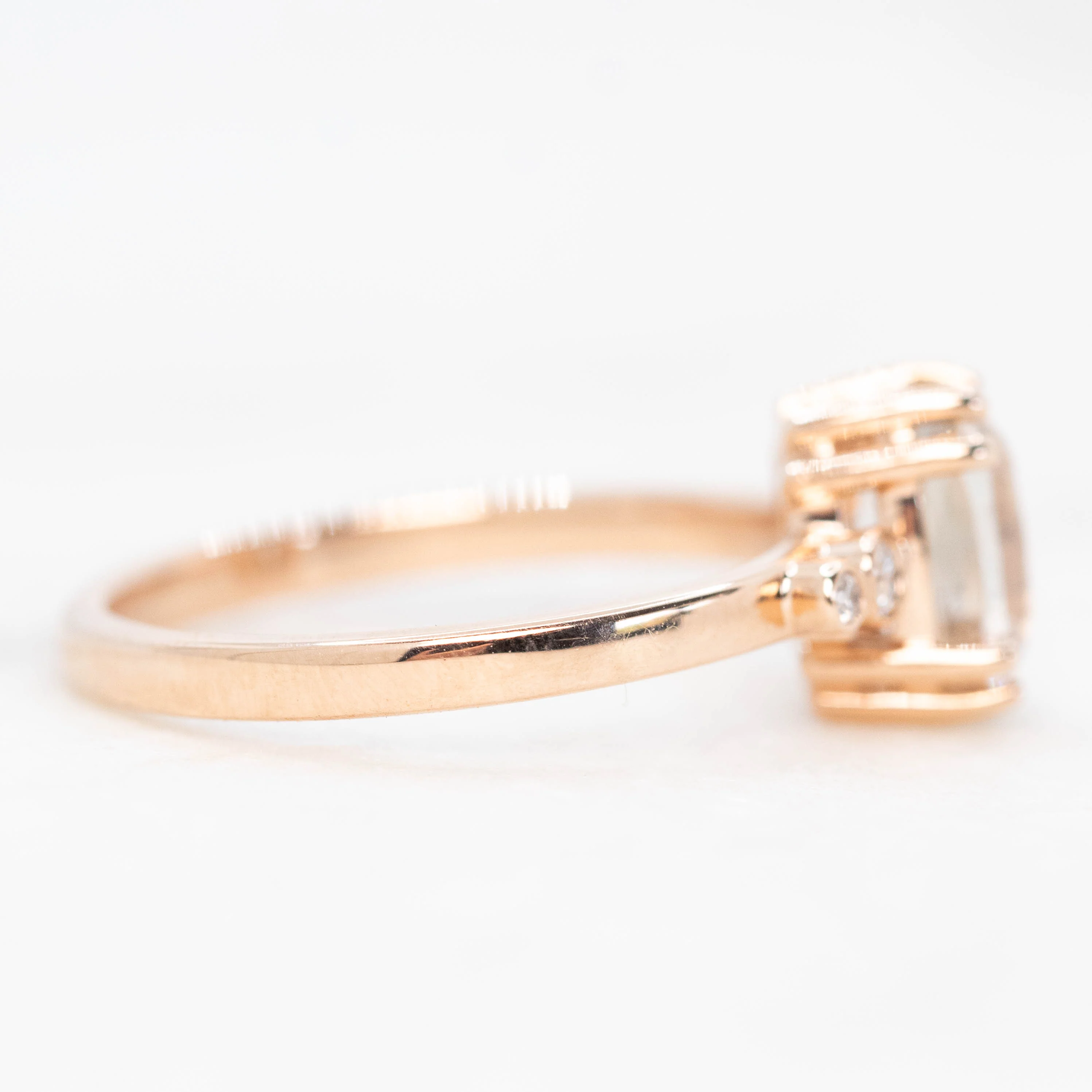 Joyce Ring with a 2.18 Carat Antique Cushion Cut Sapphire and White Accent Diamonds in 14k Rose Gold - Ready to Size and Ship - Image 5