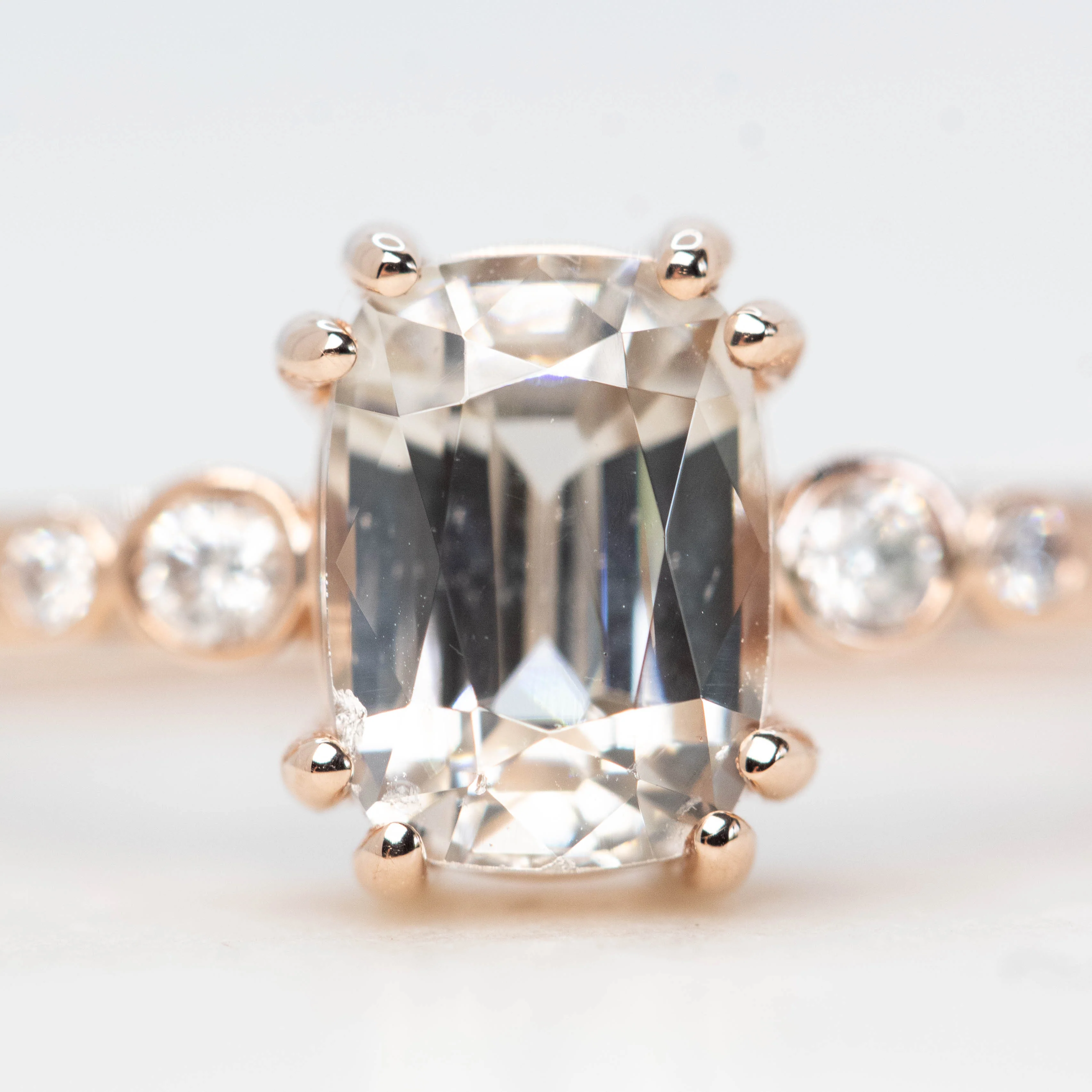 Joyce Ring with a 2.18 Carat Antique Cushion Cut Sapphire and White Accent Diamonds in 14k Rose Gold - Ready to Size and Ship - Image 7