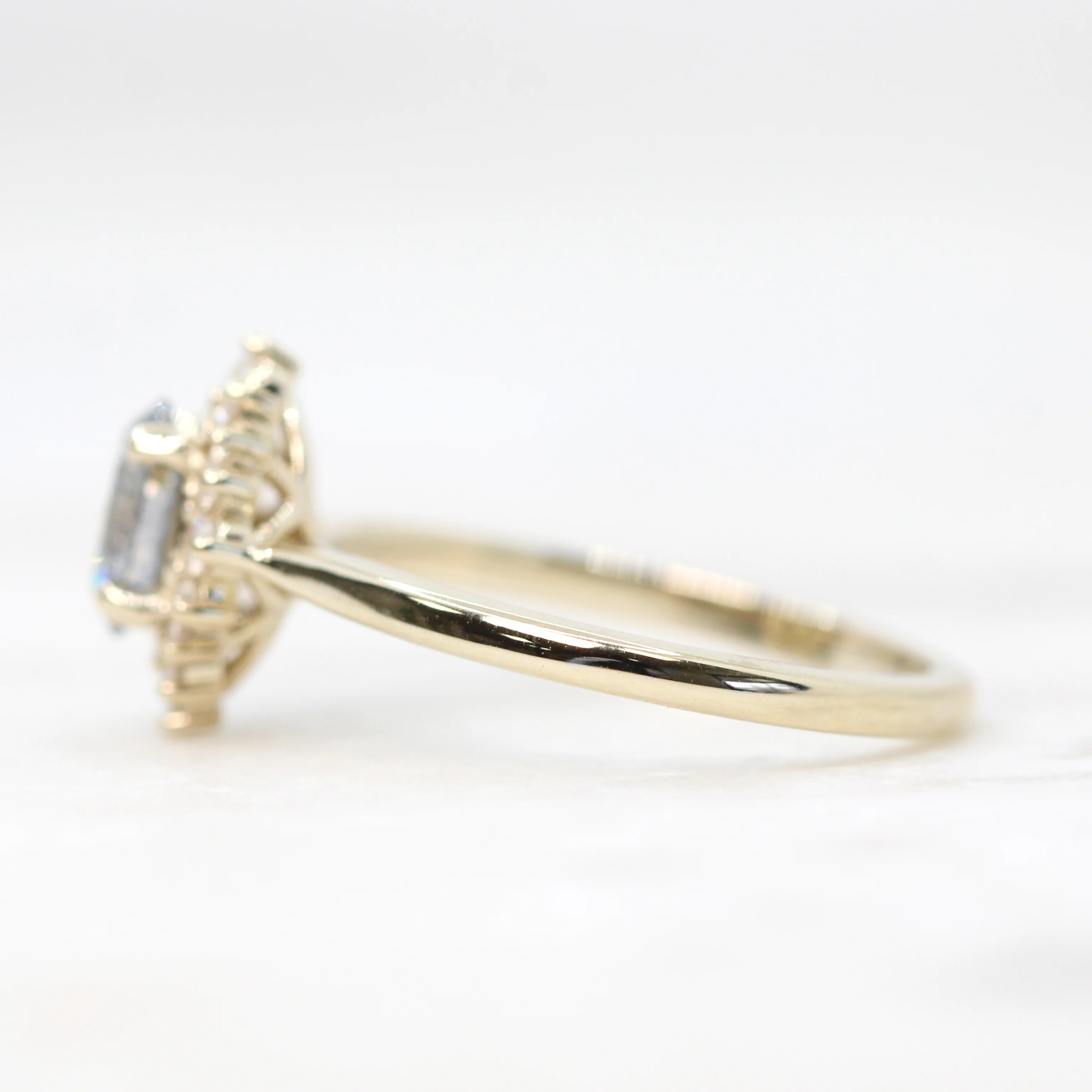 Lena Ring with a Gray Oval Moissanite and Moissanite Accents - Made to Order - Image 5