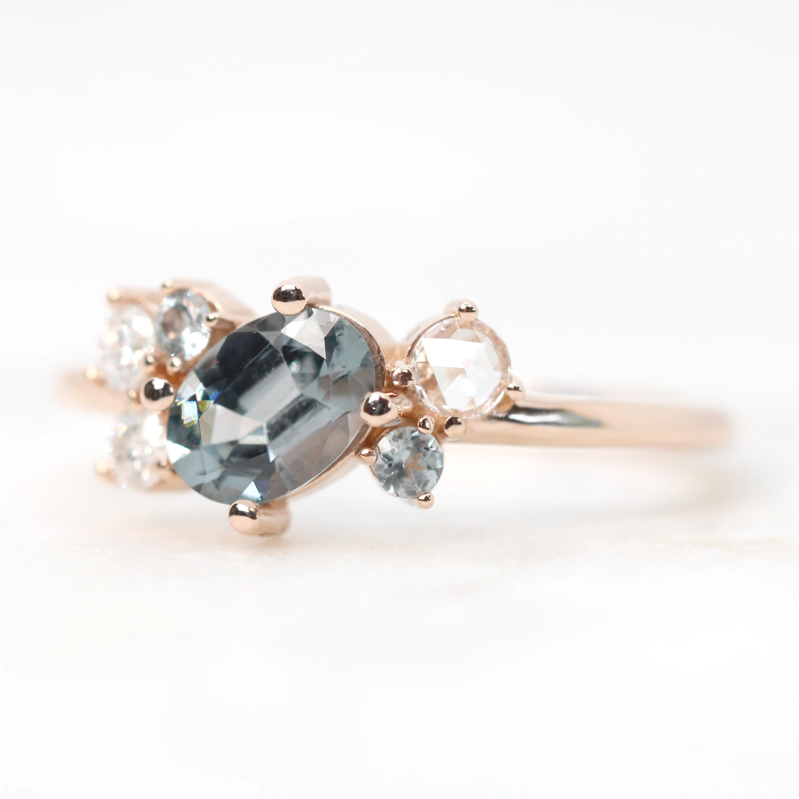 Lexus Ring with an Oval Spinel & Round White Diamond and Spinel Accents - Made to Order - Image 3