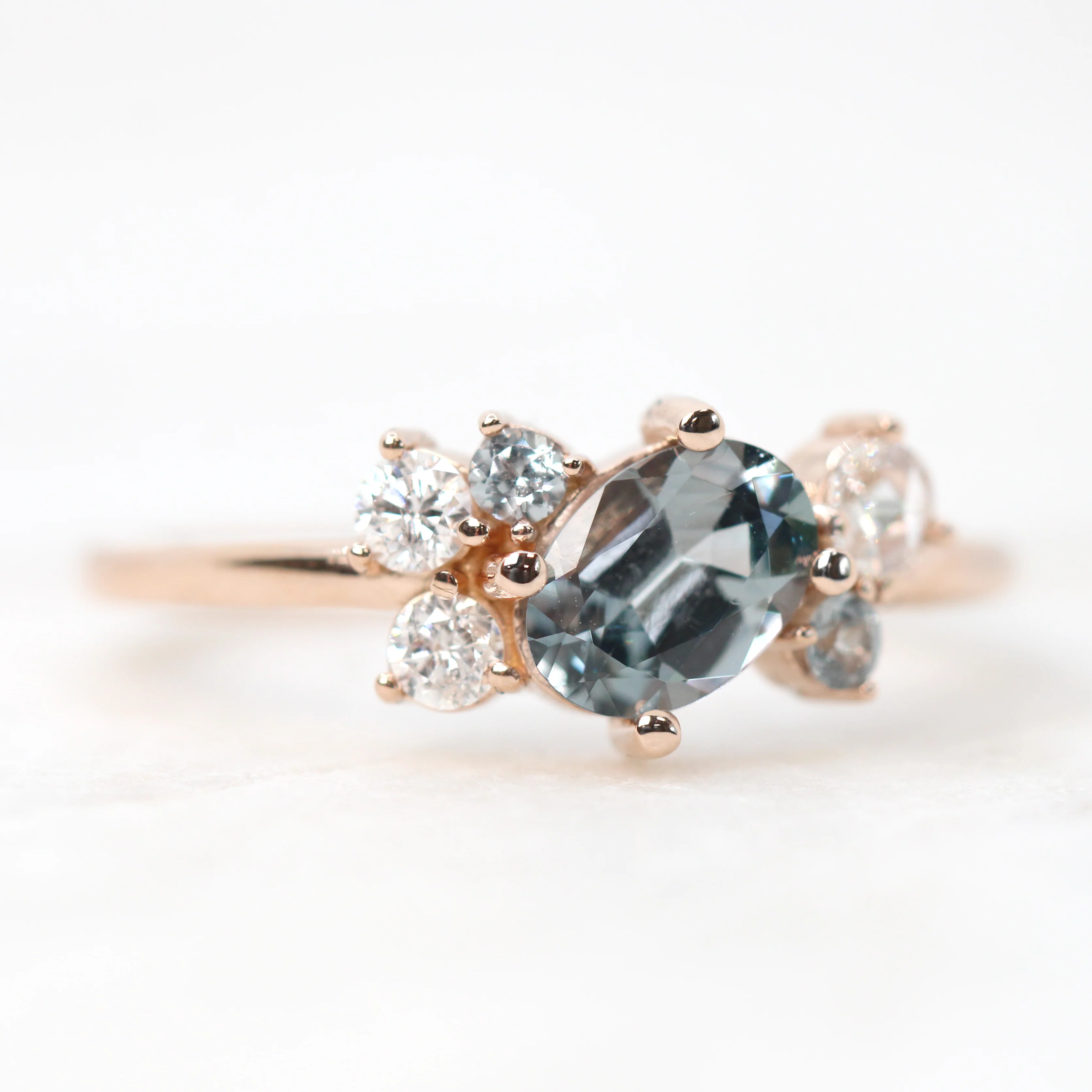 Lexus Ring with an Oval Spinel & Round White Diamond and Spinel Accents - Made to Order - Image 4