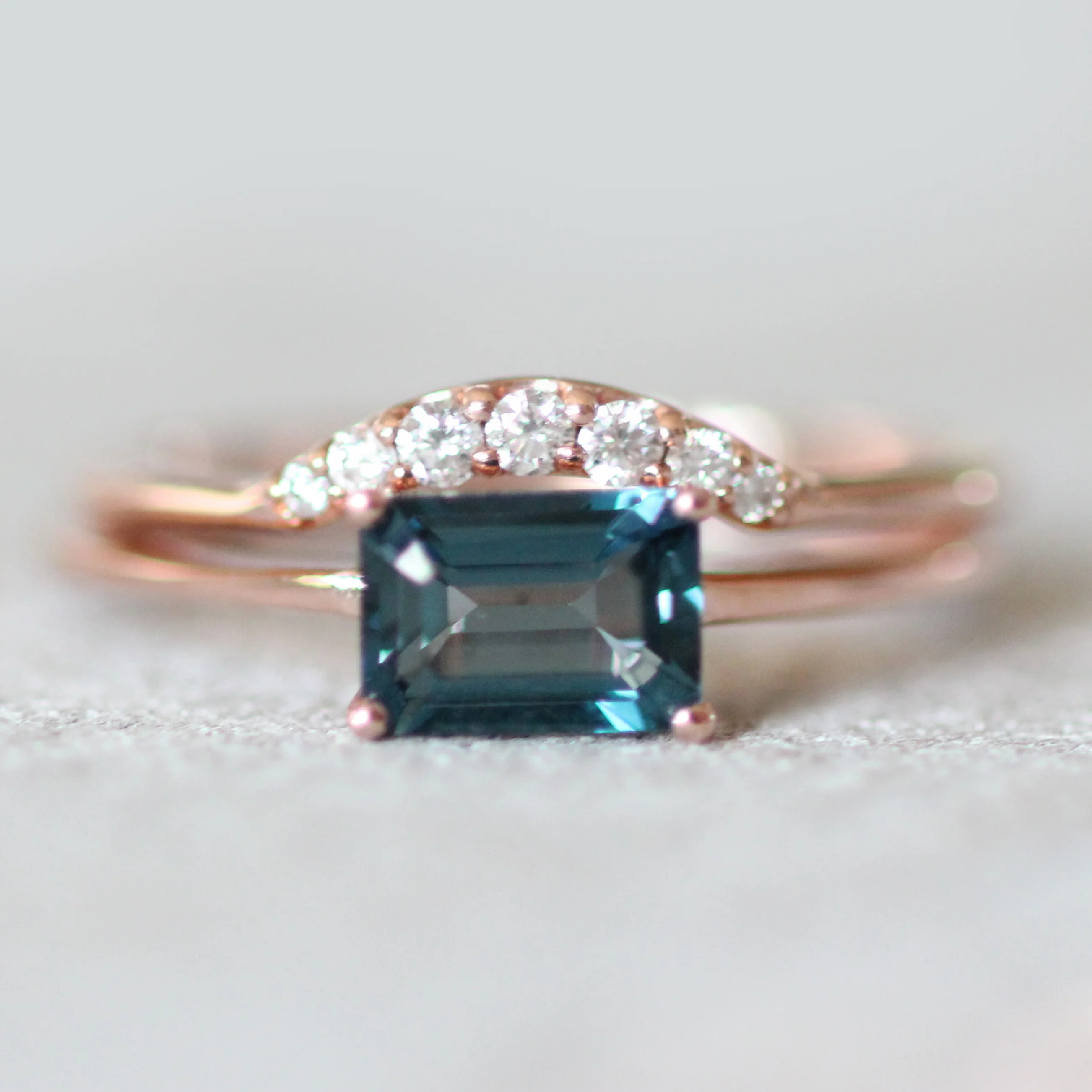 Ruthie Ring with an Emerald Cut London Blue Topaz - Made to Order - Image 3